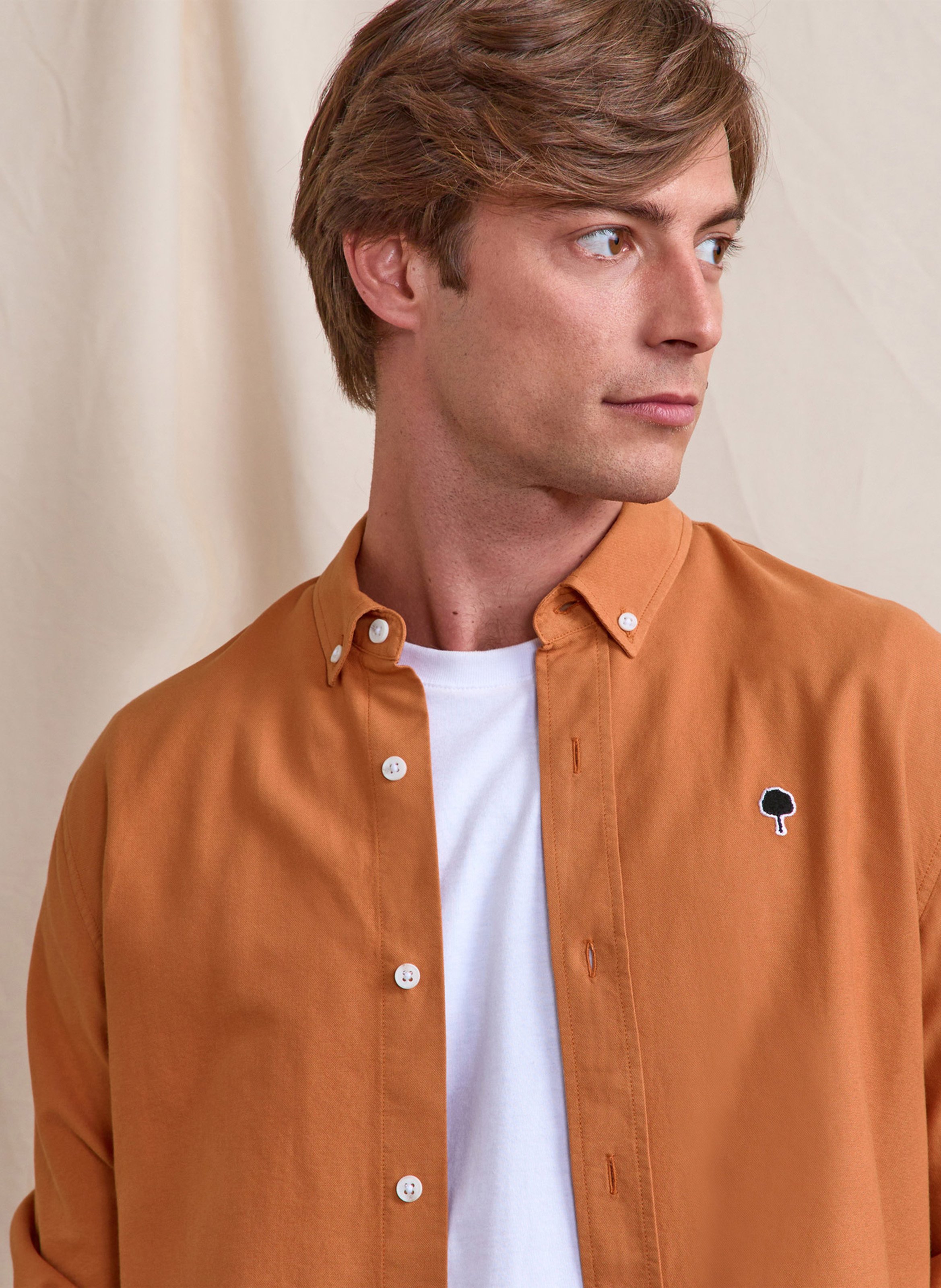 Katoenen blouse met klassieke kraag FAGUO Rood