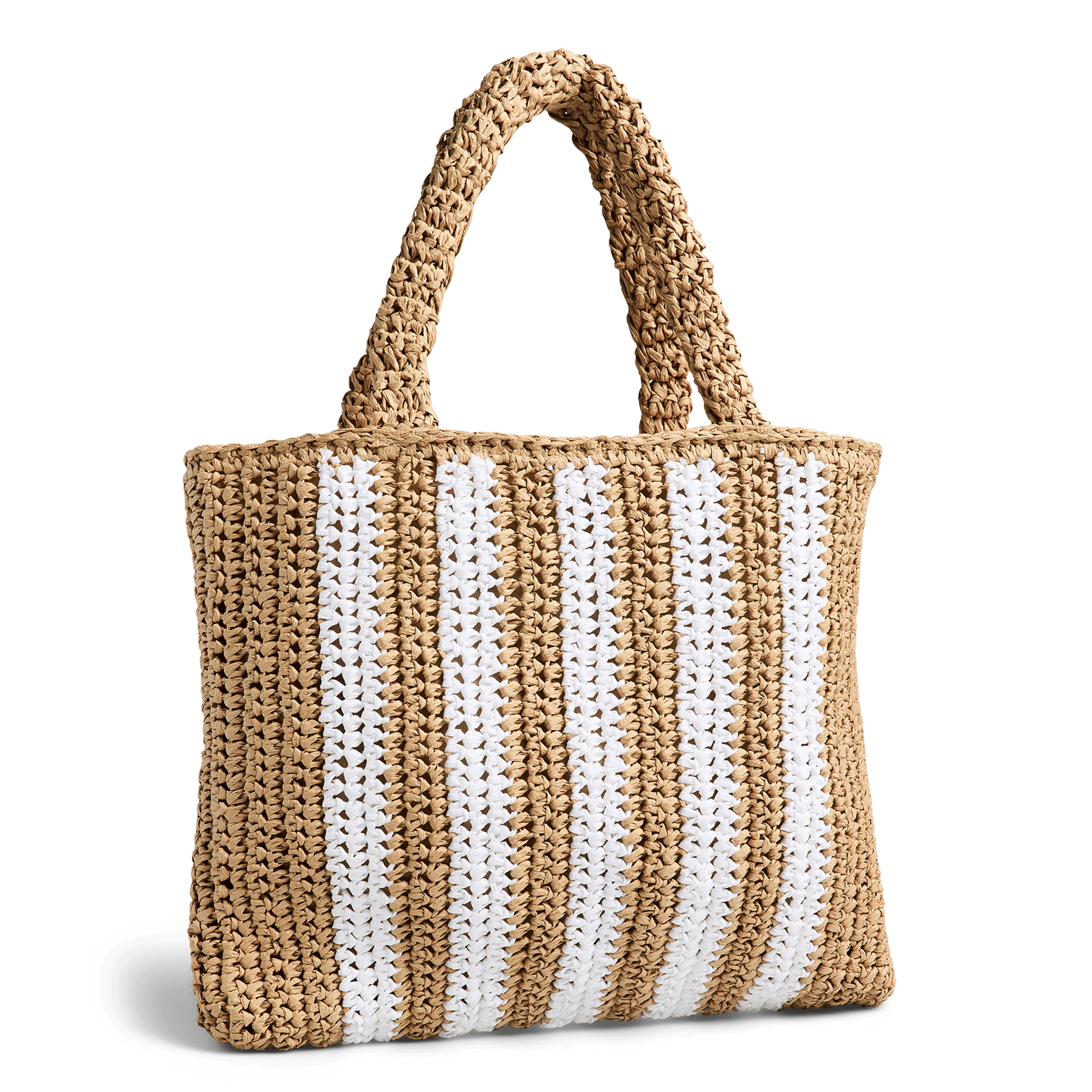 Gestreepte strooien shopperbag PIECES Groen