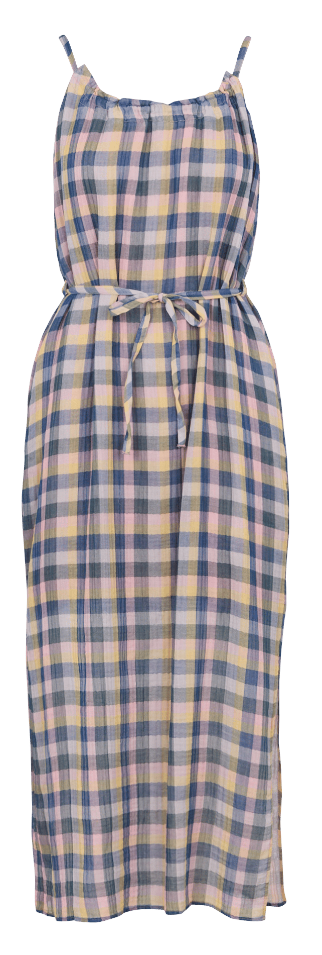 Long cotton dress with round neck COTELAC ACOTE Blue