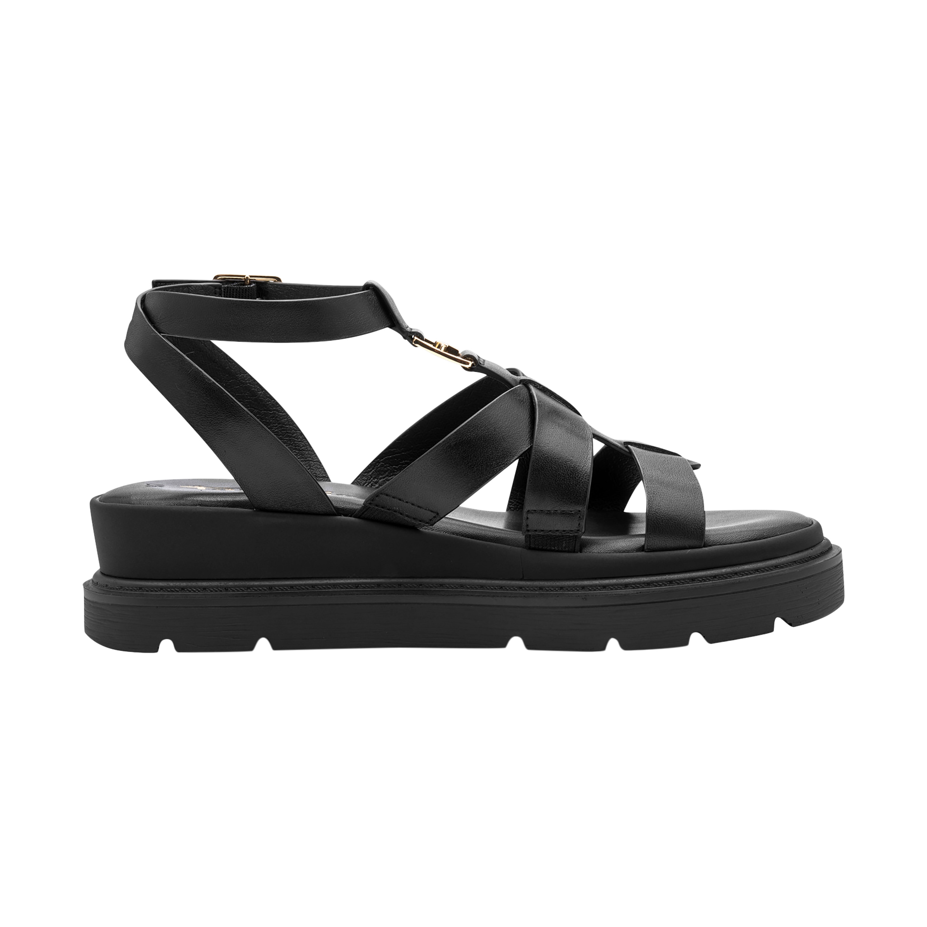 Wedge leather sandals TAMARIS Black