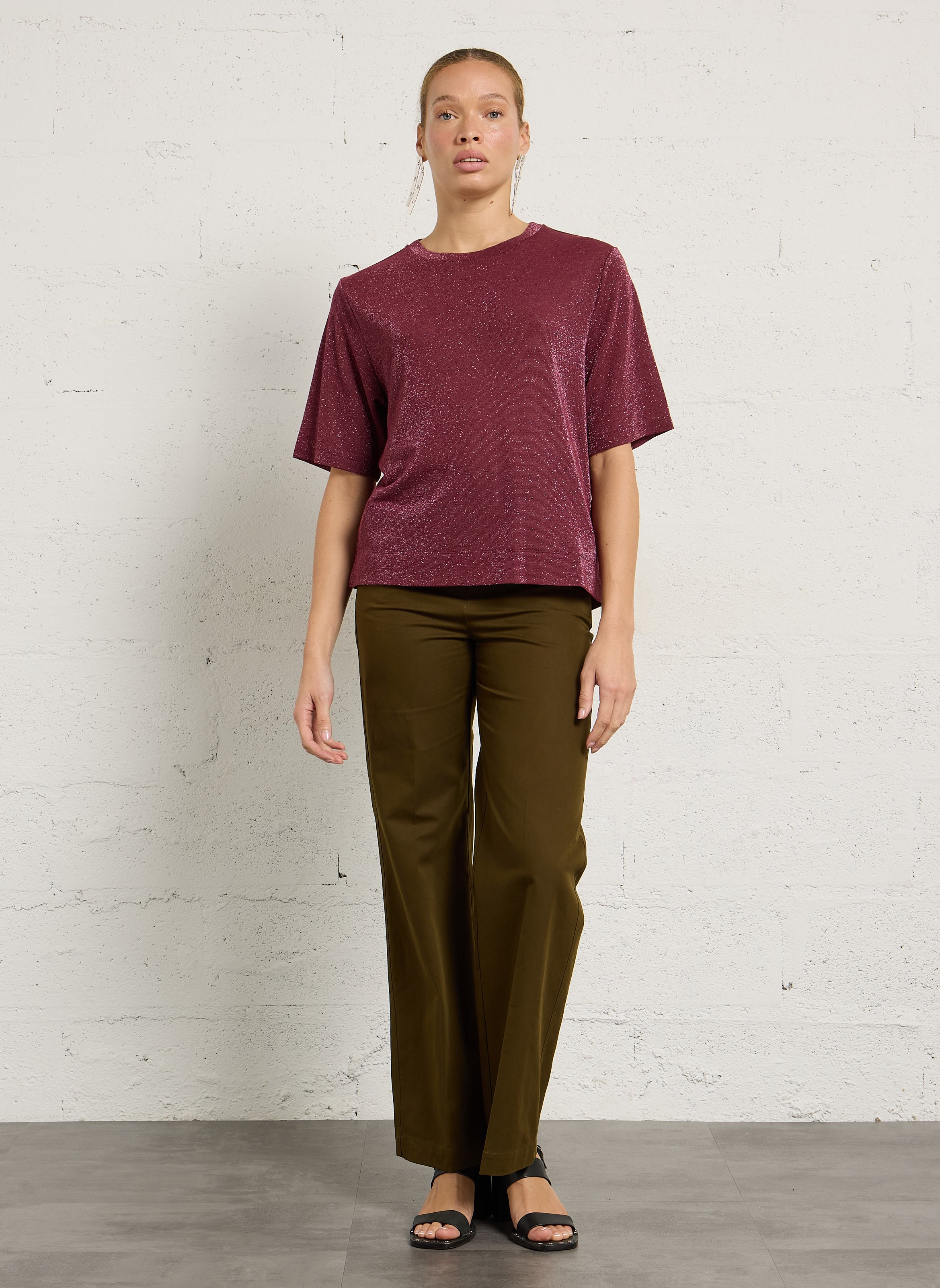 Tee-shirt ample col rond métallisé  MOMONI Doré