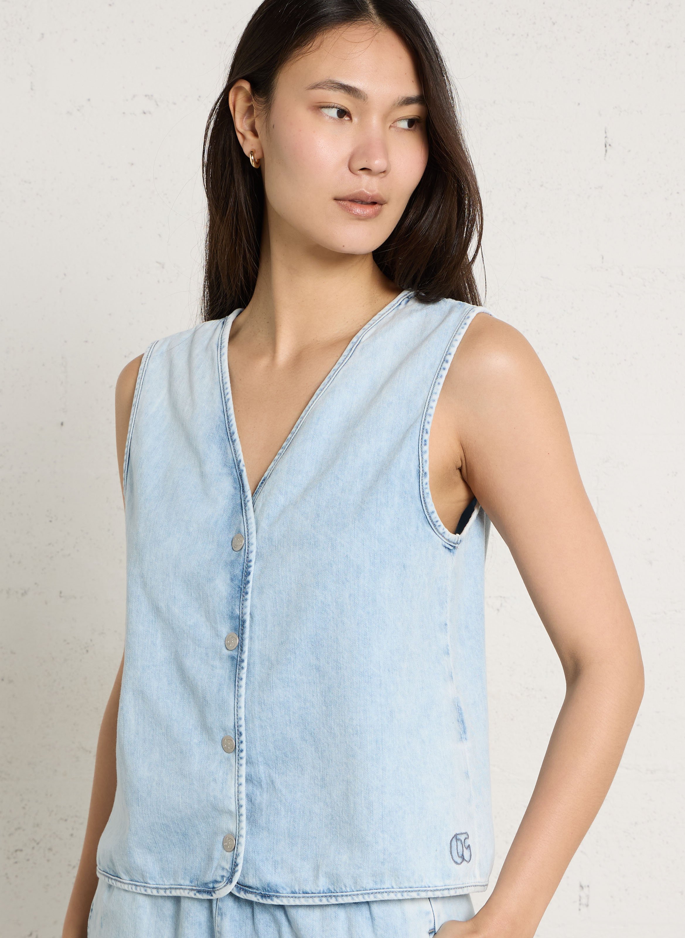 Baumwoll-Strickjacke mit V-Ausschnitt LE TEMPS DES CERISES Blau