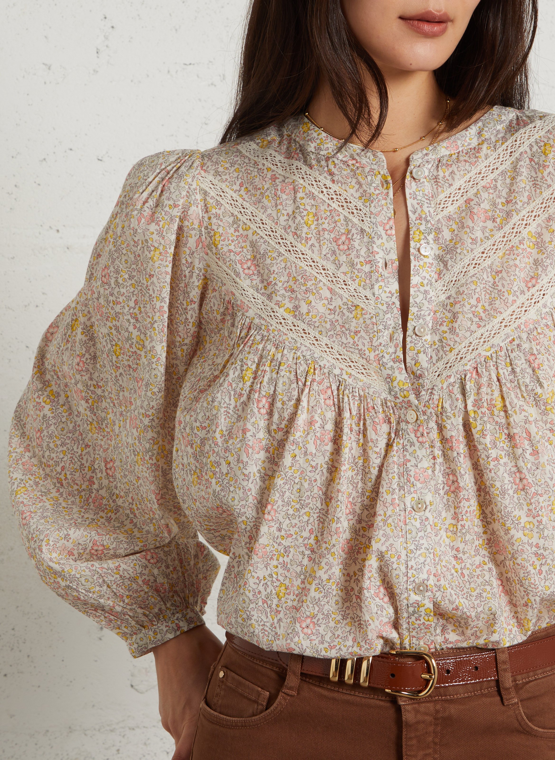 Floral button-up blouse MAISON 123 Beige