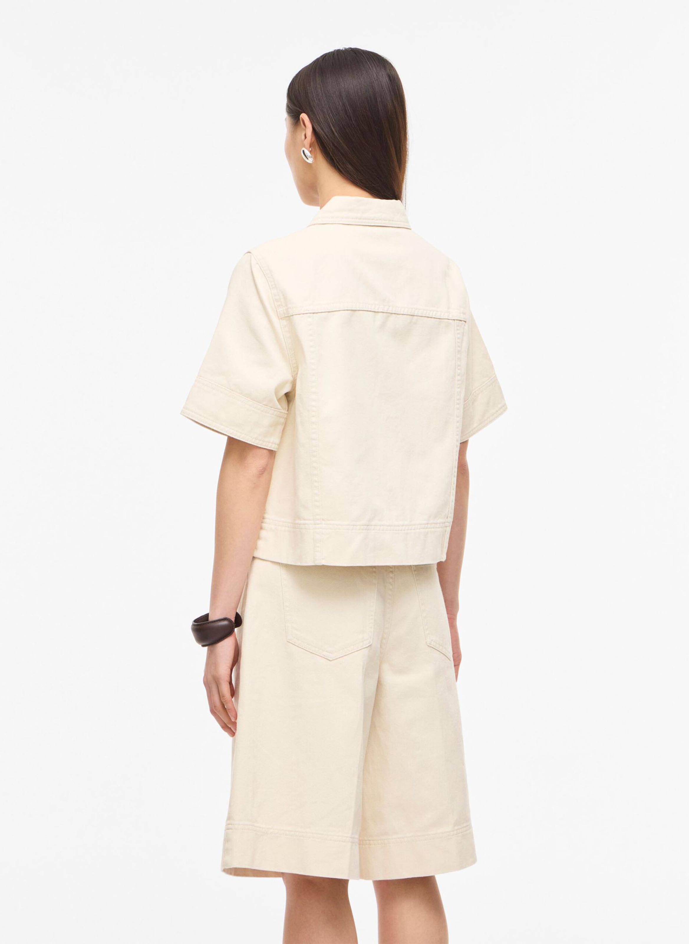 Veste droite col classique en coton ROUGE EDIT Beige