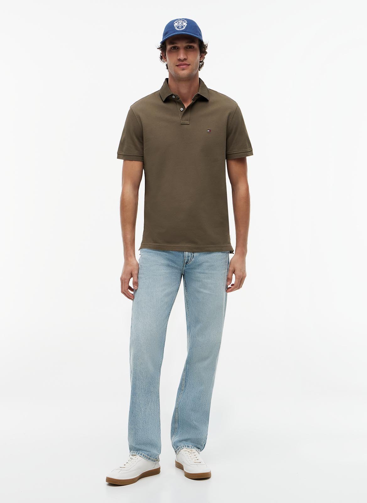 Regular-fit organic cotton-blend polo shirt TOMMY HILFIGER Khaki