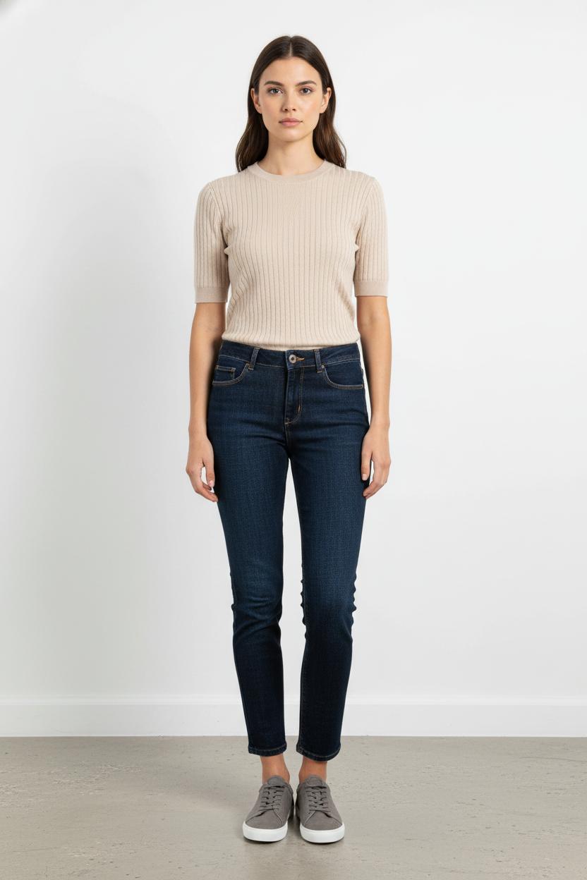Cropped slim jeans with studs LIU JO - SECONDE MAIN Blue
