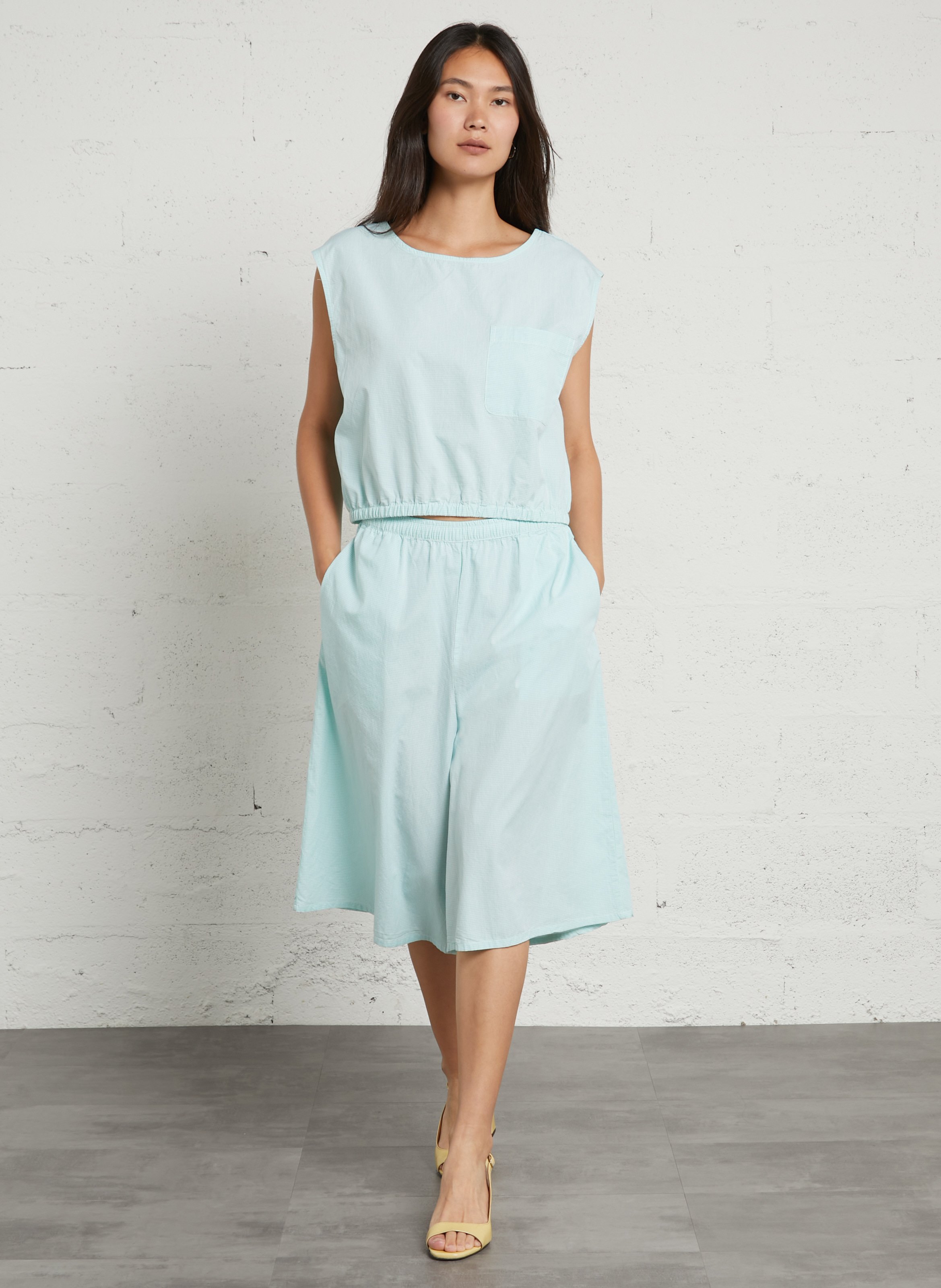 Solid sleeveless cotton top AMERICAN VINTAGE Blue