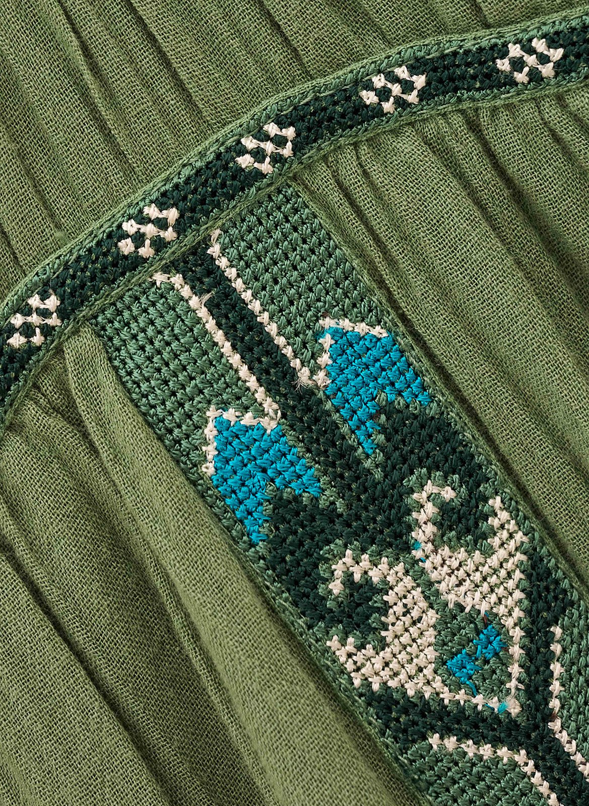 Langes Kleid mit besticktem Tunika-Kragen BA&SH Grun