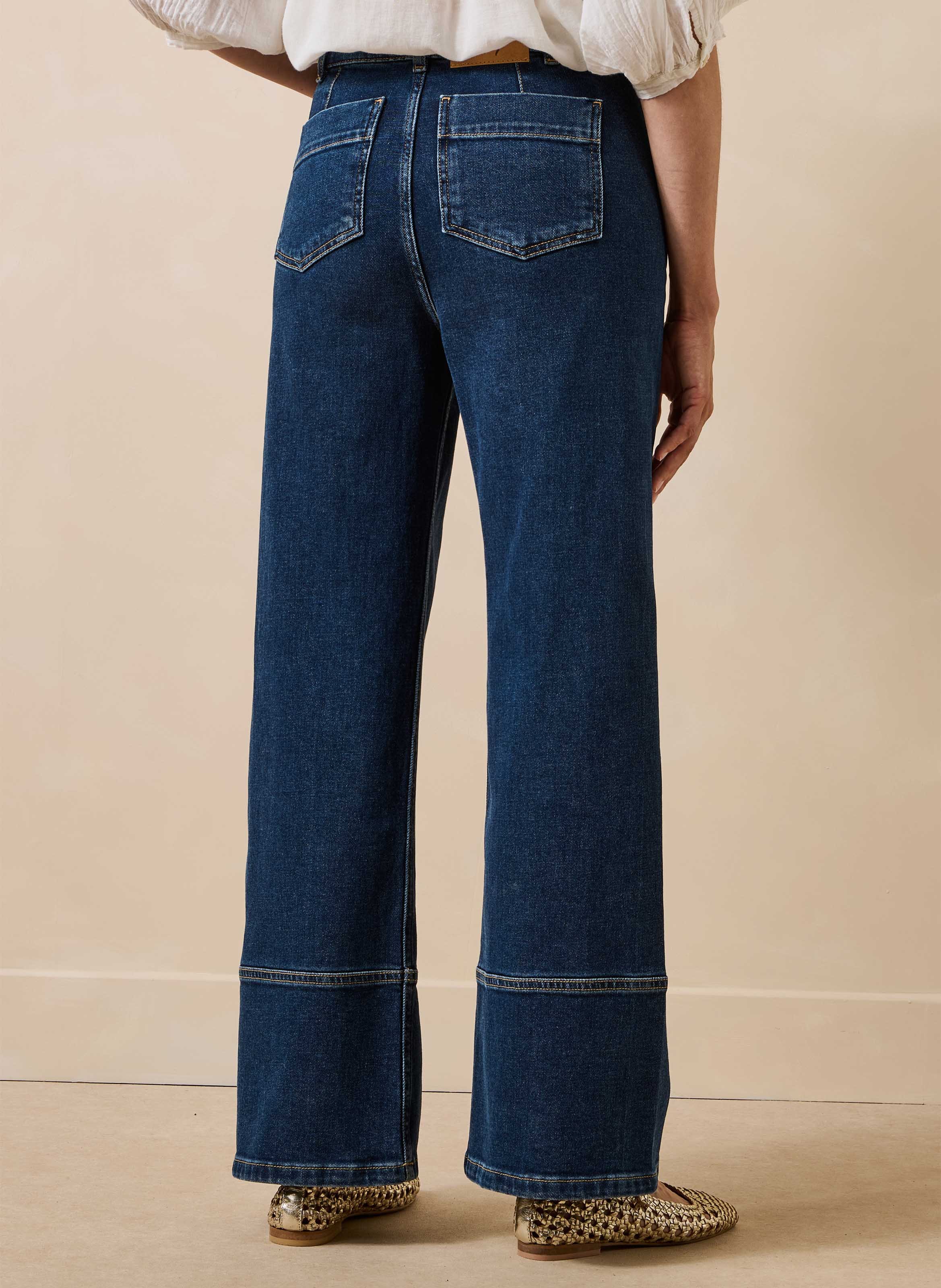 Rechte jeans met hoge taille - biokatoenblend LA FEE MARABOUTEE Blauw