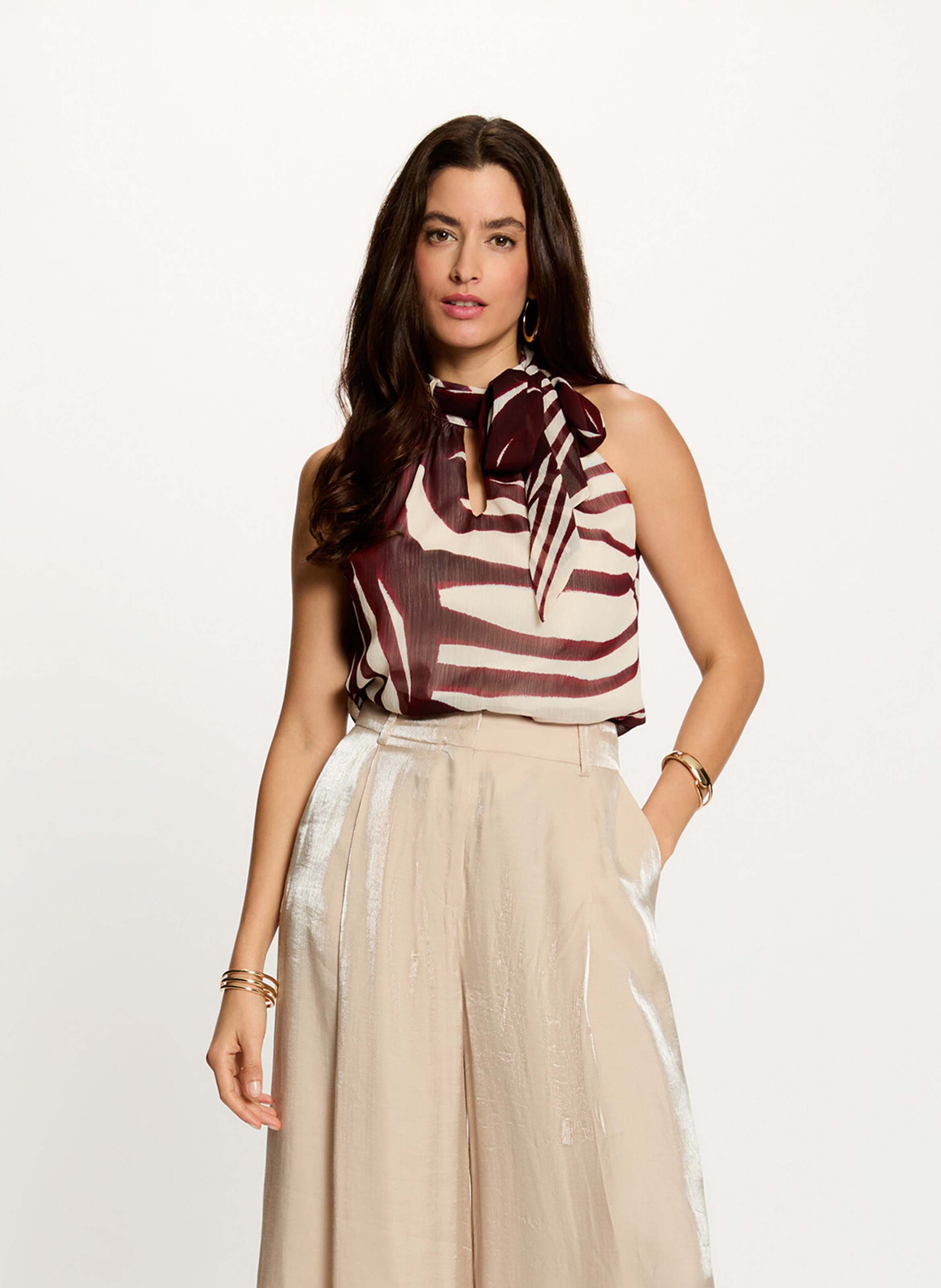 Top droit imprimé en coton MORGAN Multicolore