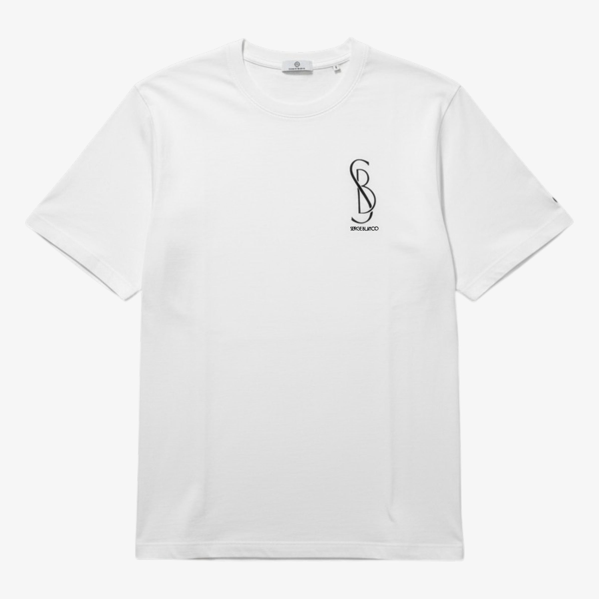 T-shirts col rond en coton et lin avec imprimé poitrine SERGE BLANCO Blanc