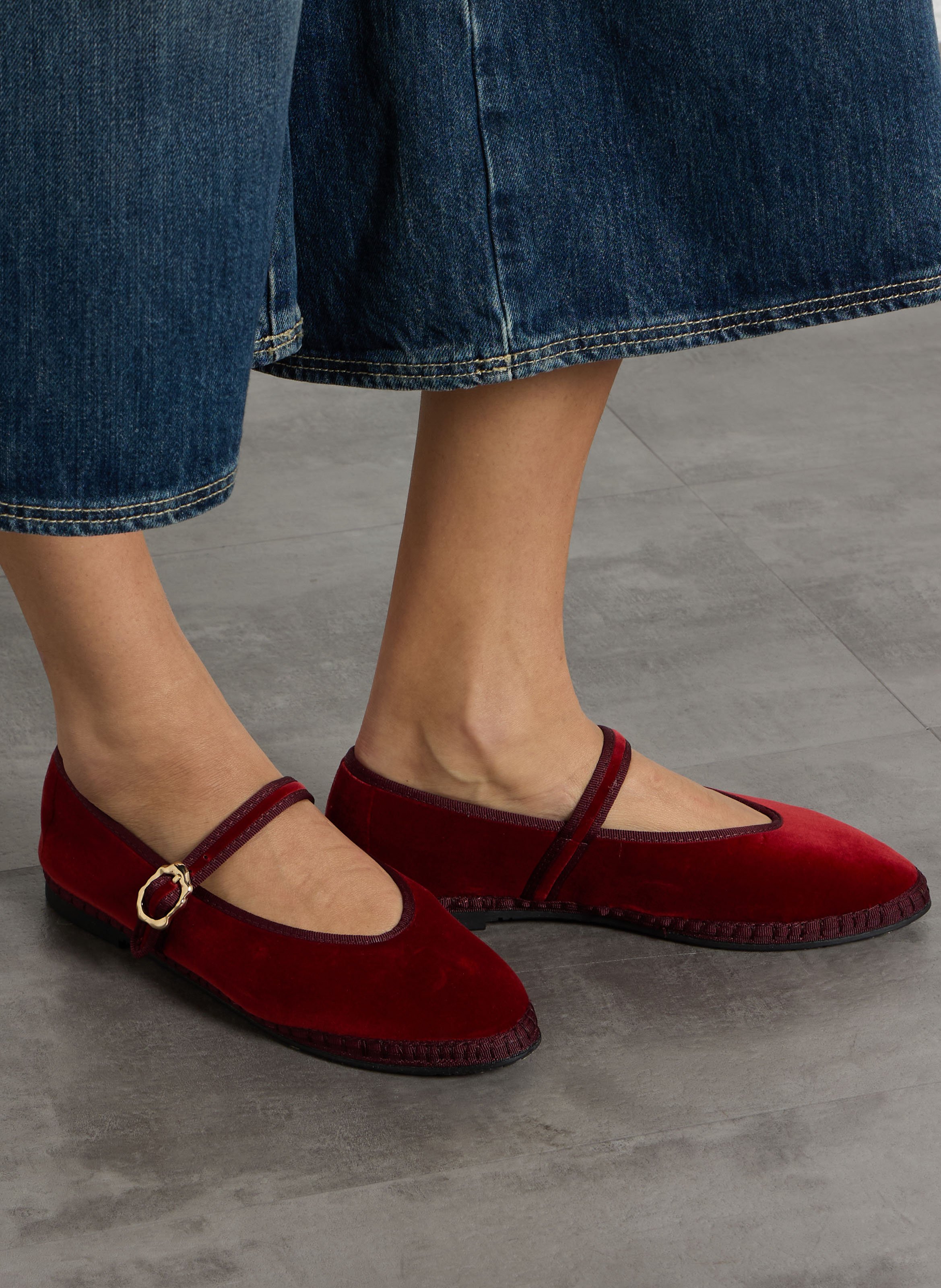 Ballerines à bride en velours FLABELUS Rouge