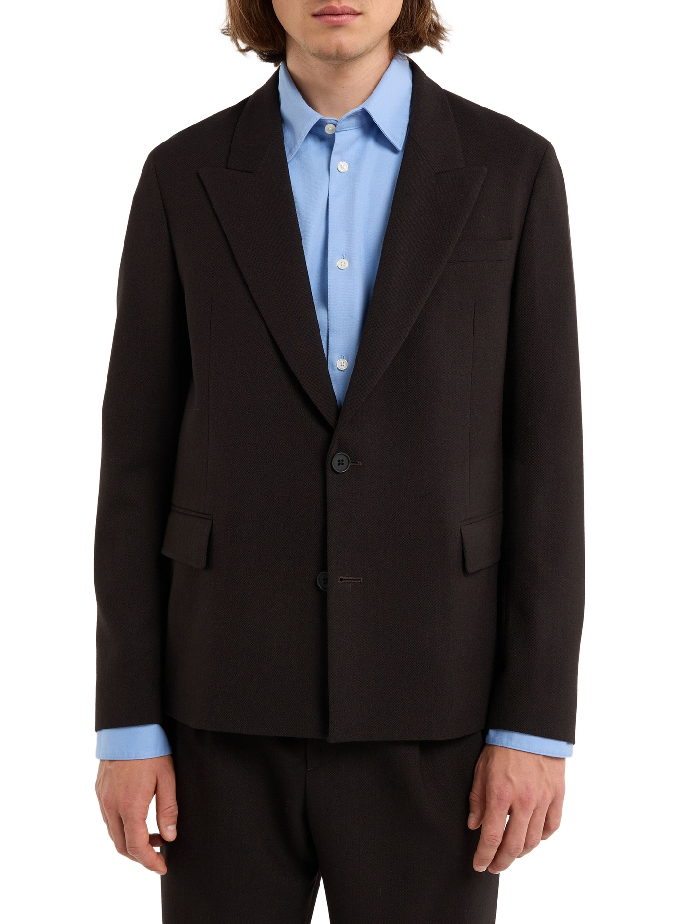 Veste de costume droite unie en laine vierge SAISON 1865 Marron