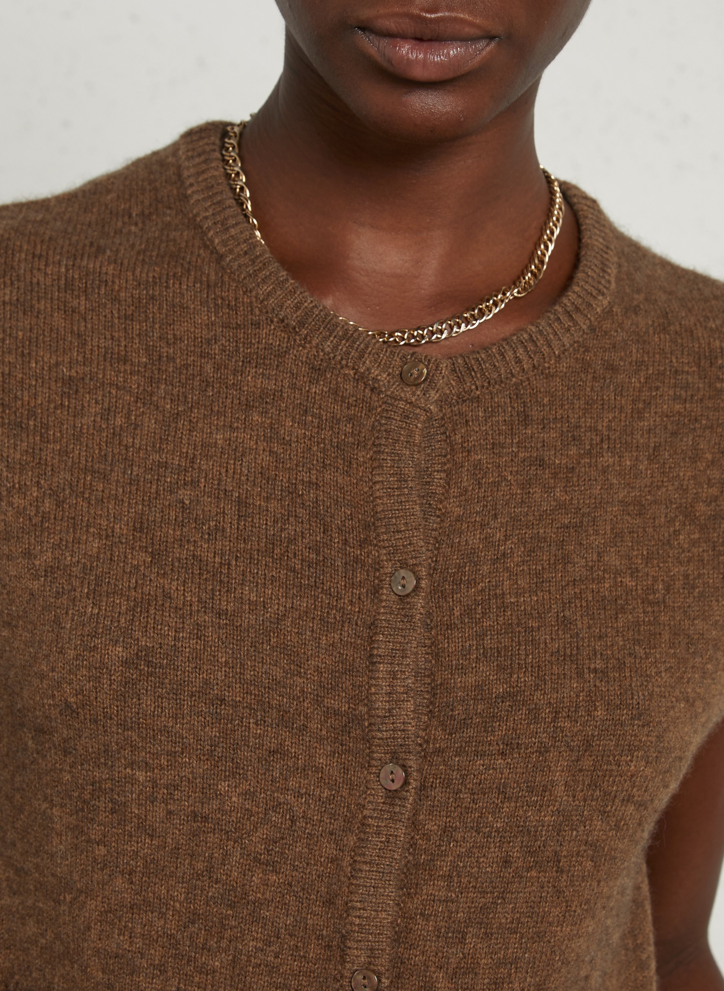 Gilet col rond en laine MAISON 123 Marron