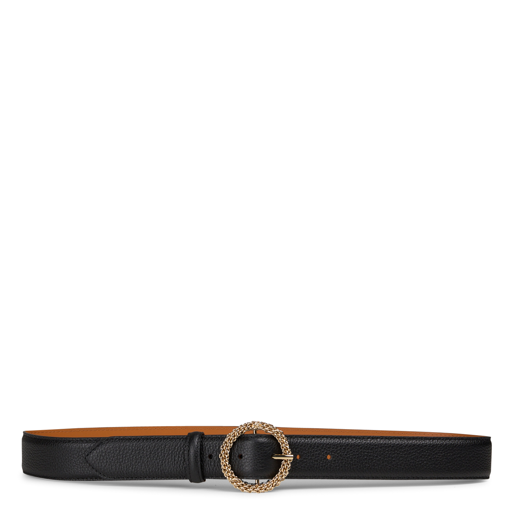 Leather belt with round buckle MAISON BOINET Black