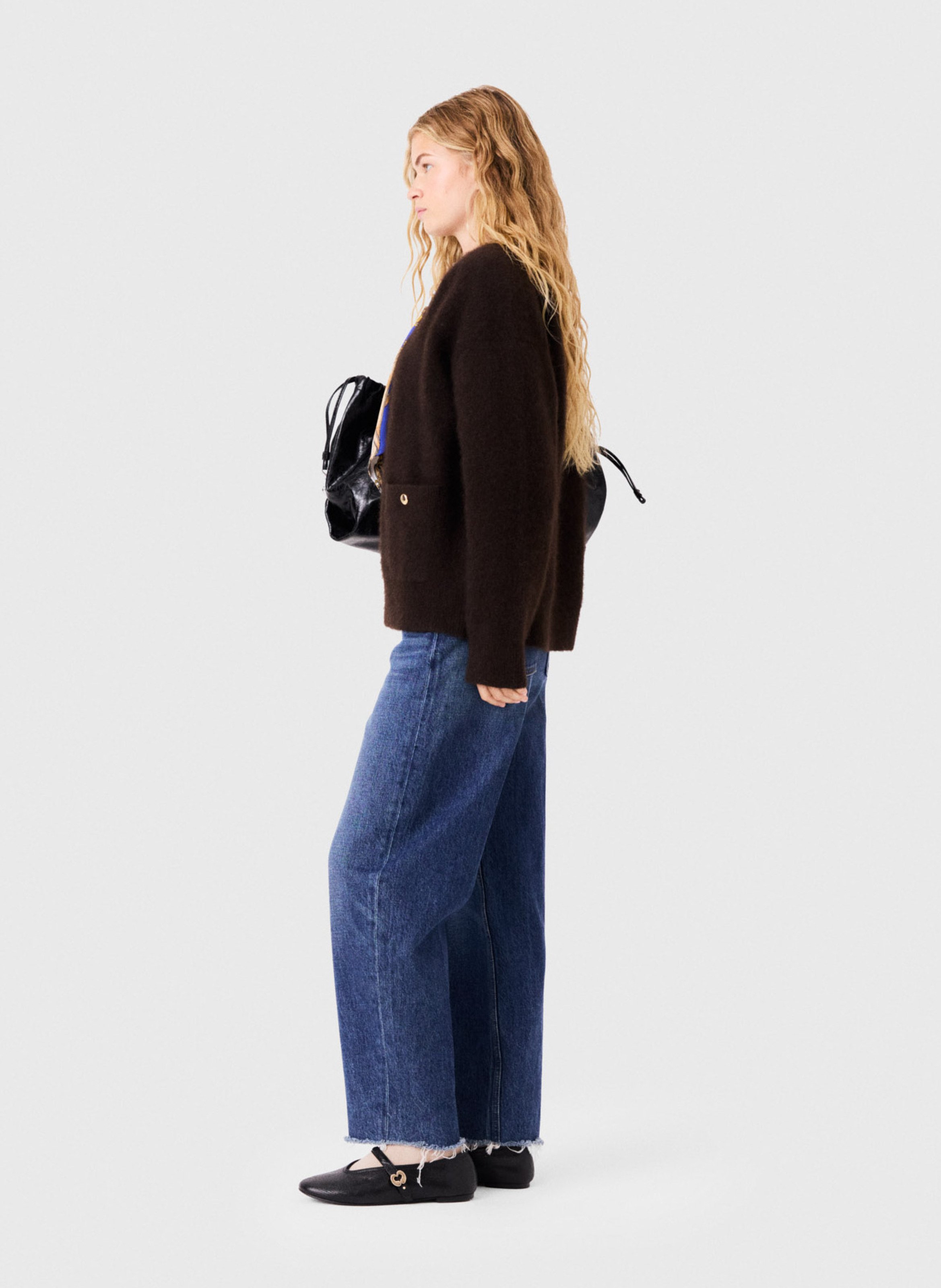 Straight-fit vest van wolmix MAJE Bruin