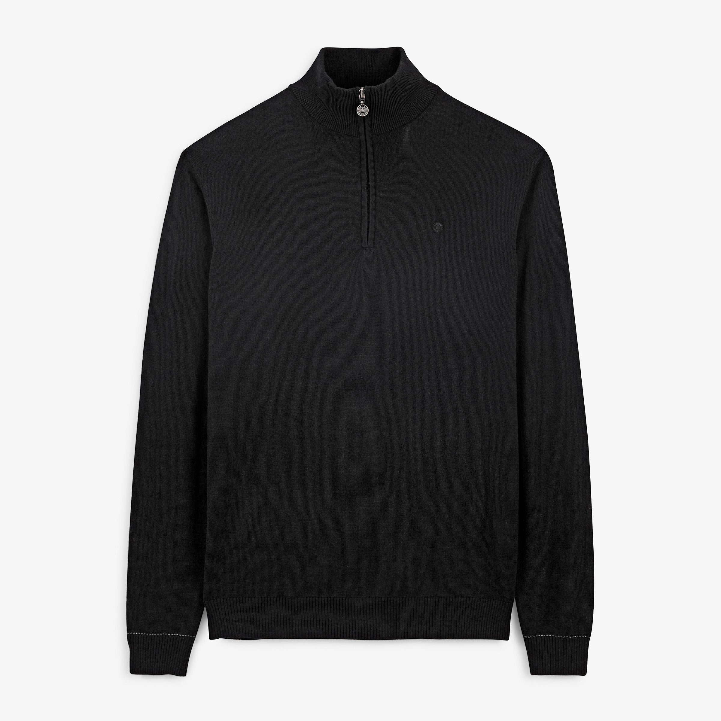 Essential black MARVINE zip-neck sweater SERGE BLANCO Black