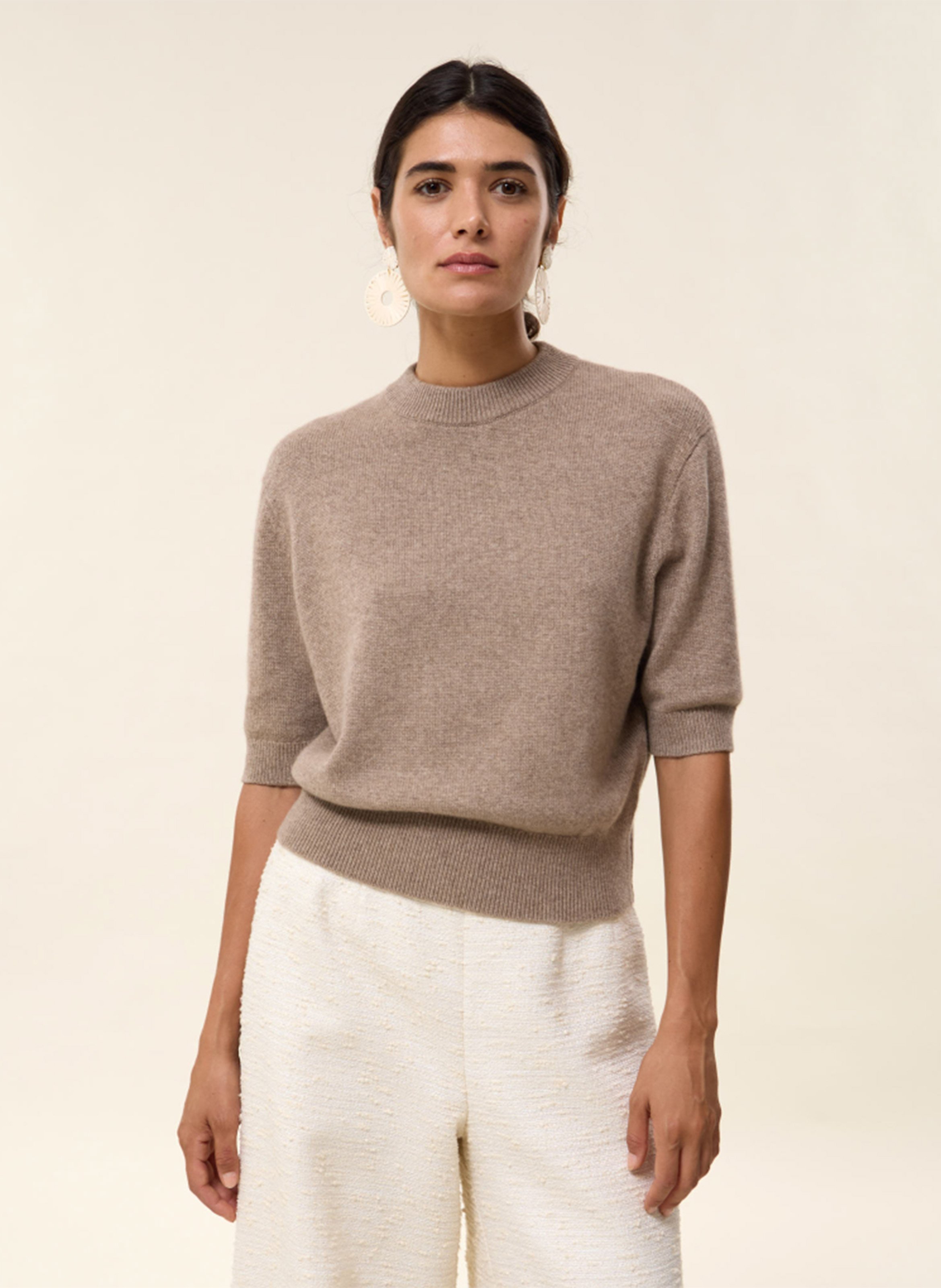 Gerader Rundhals-Pullover aus Kaschmir HIRCUS Beige