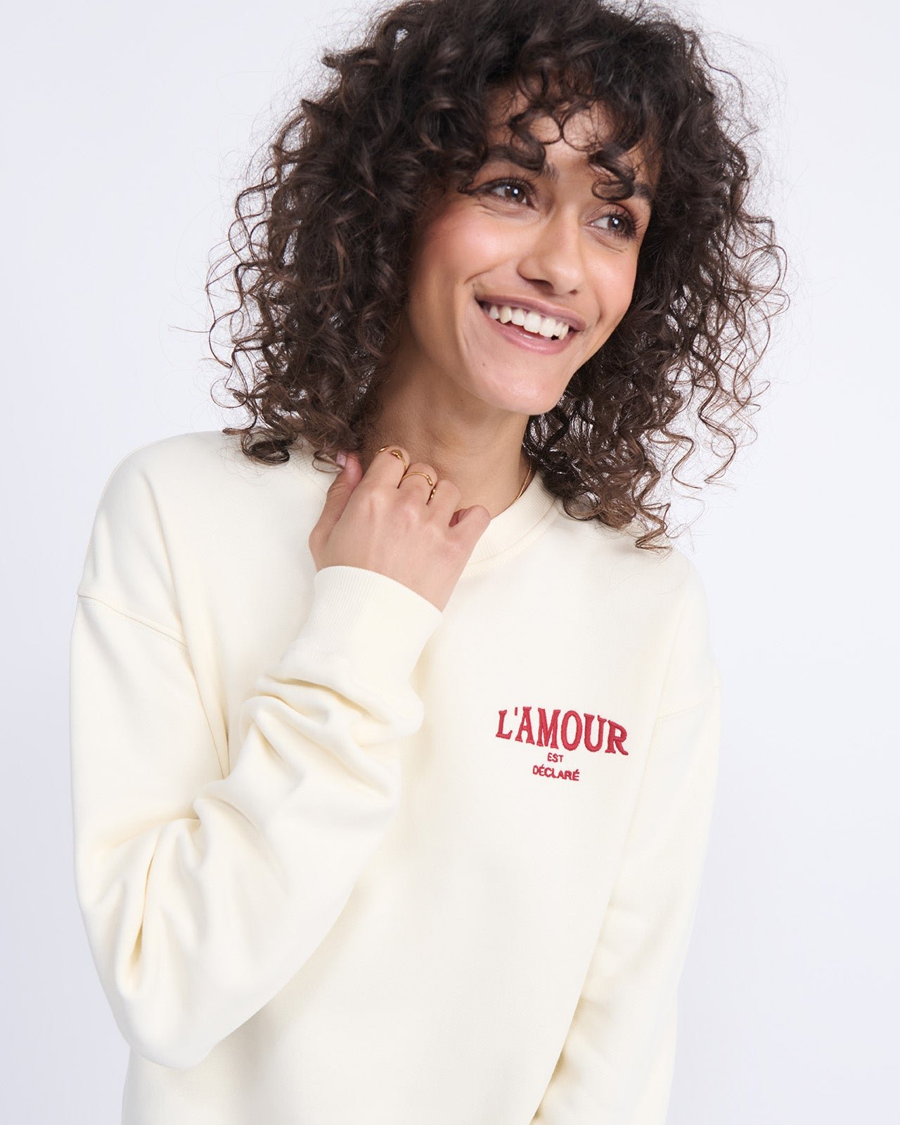 Love is declared embroidered sweatshirt EMOI EMOI White