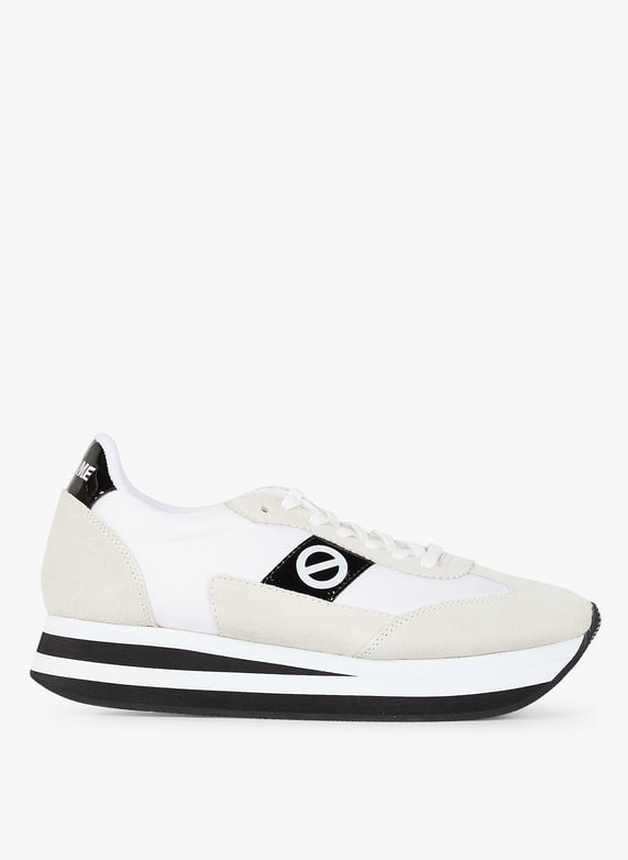 Low-Top mixed leather trainers White-White No name Women Place
