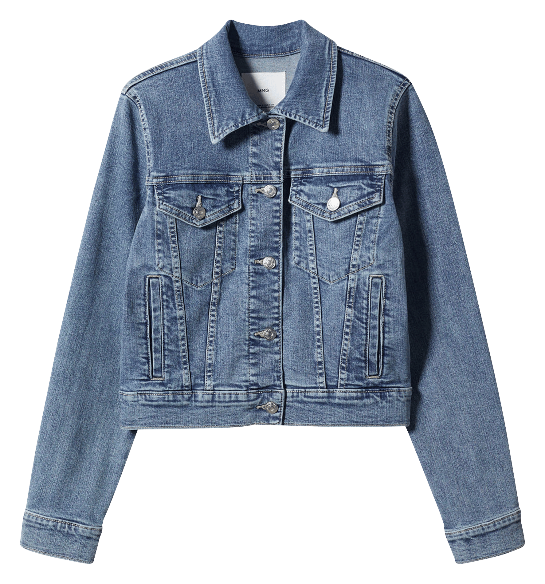 Cropped denim jacket with classic collar BlueMANGO