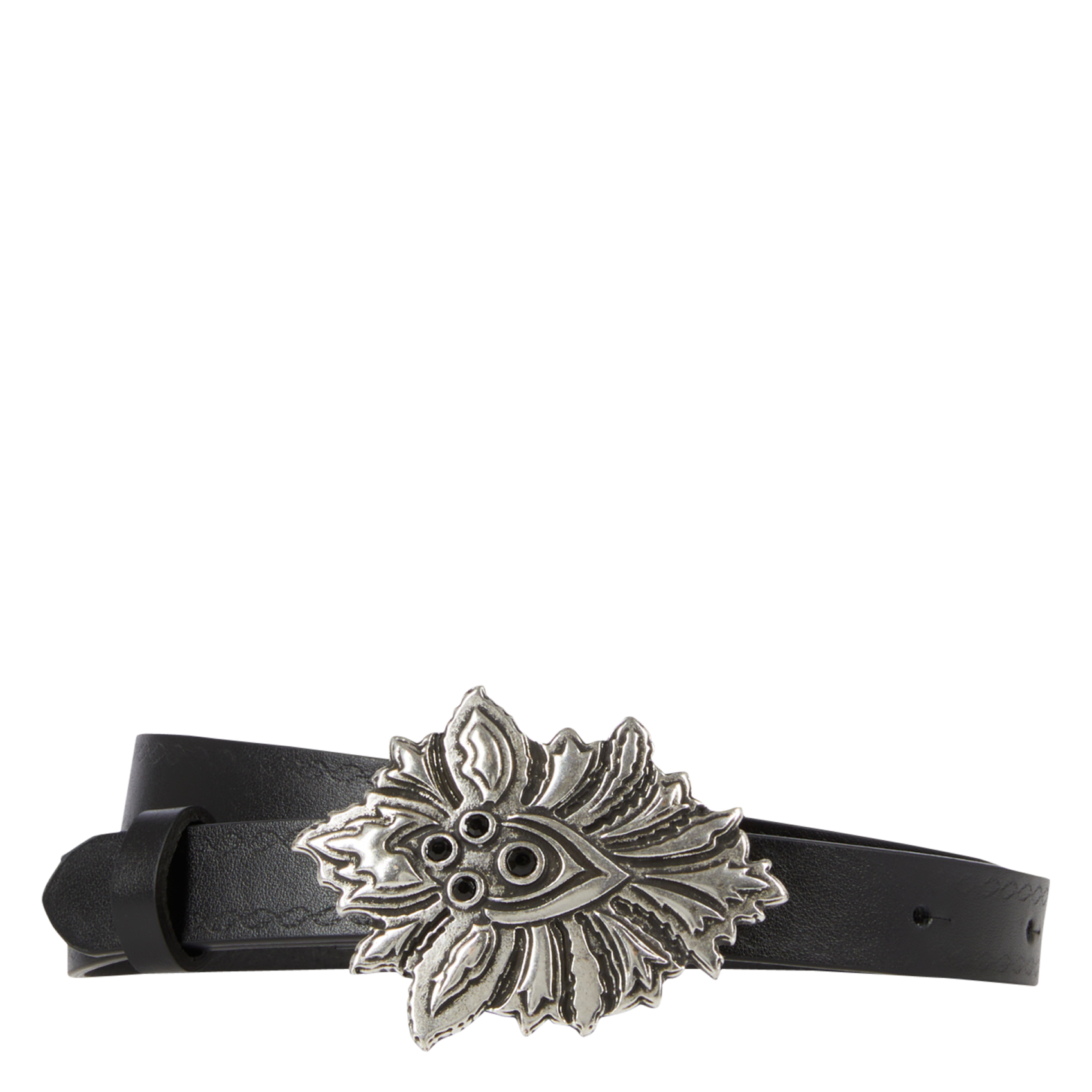 Leather belt with flower buckle THE KOOPLES Black