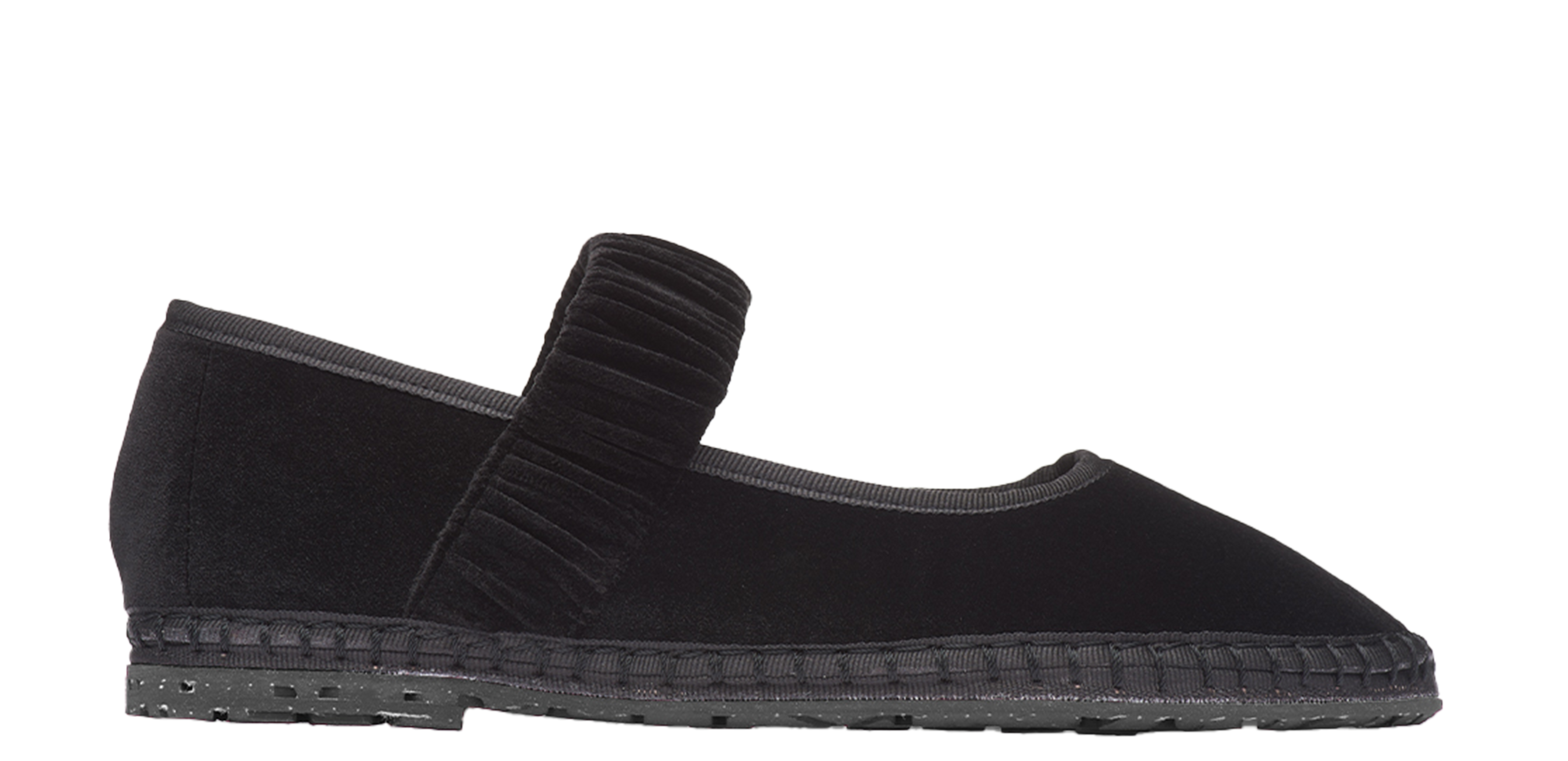 Cotton velvet strap ballerina flats FLABELUS Black