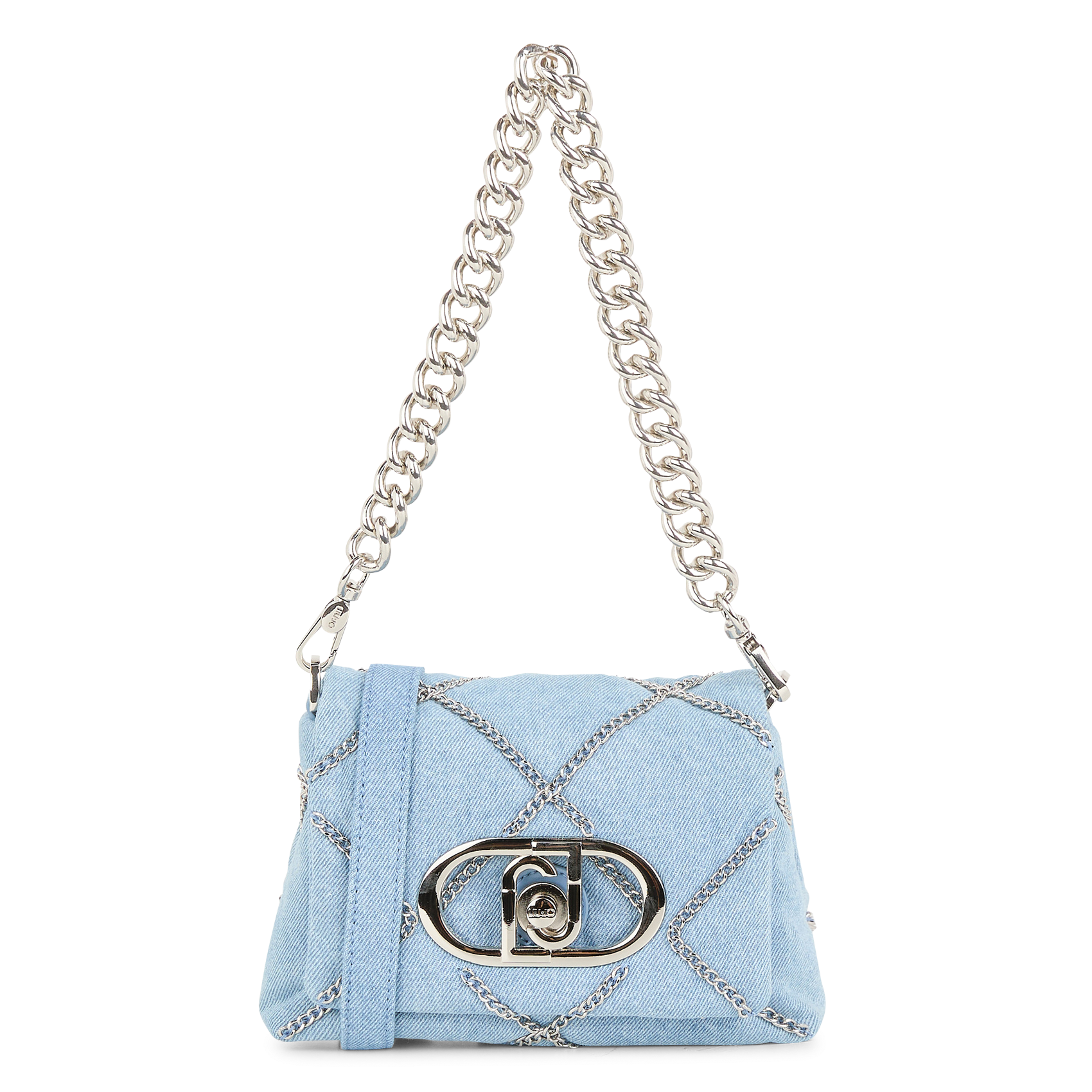 Sac porté épaule en denim avec chaînes LIU JO Bleu