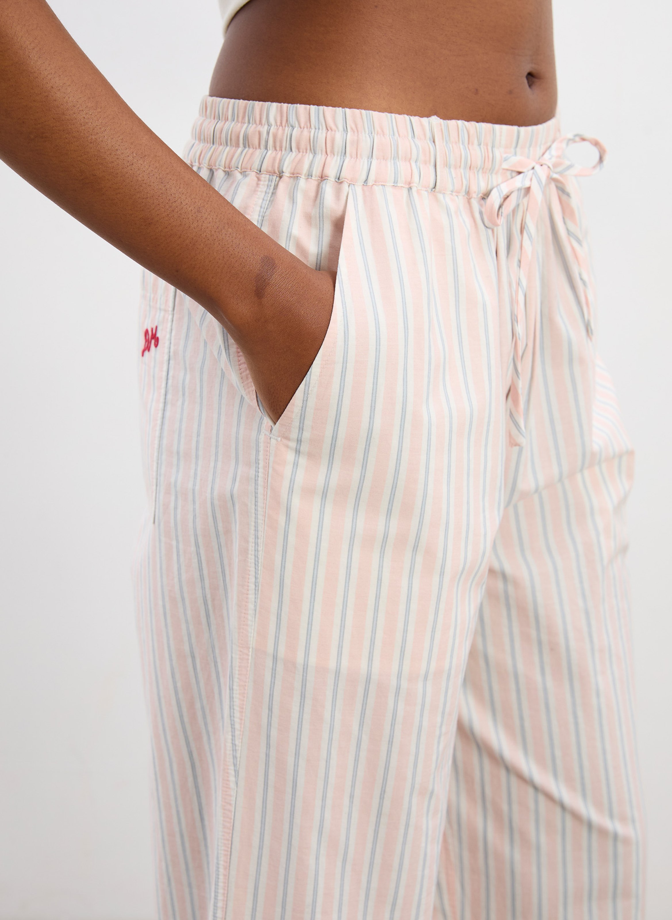 Straight striped pants with embroideries DAMSON MADDER Orange