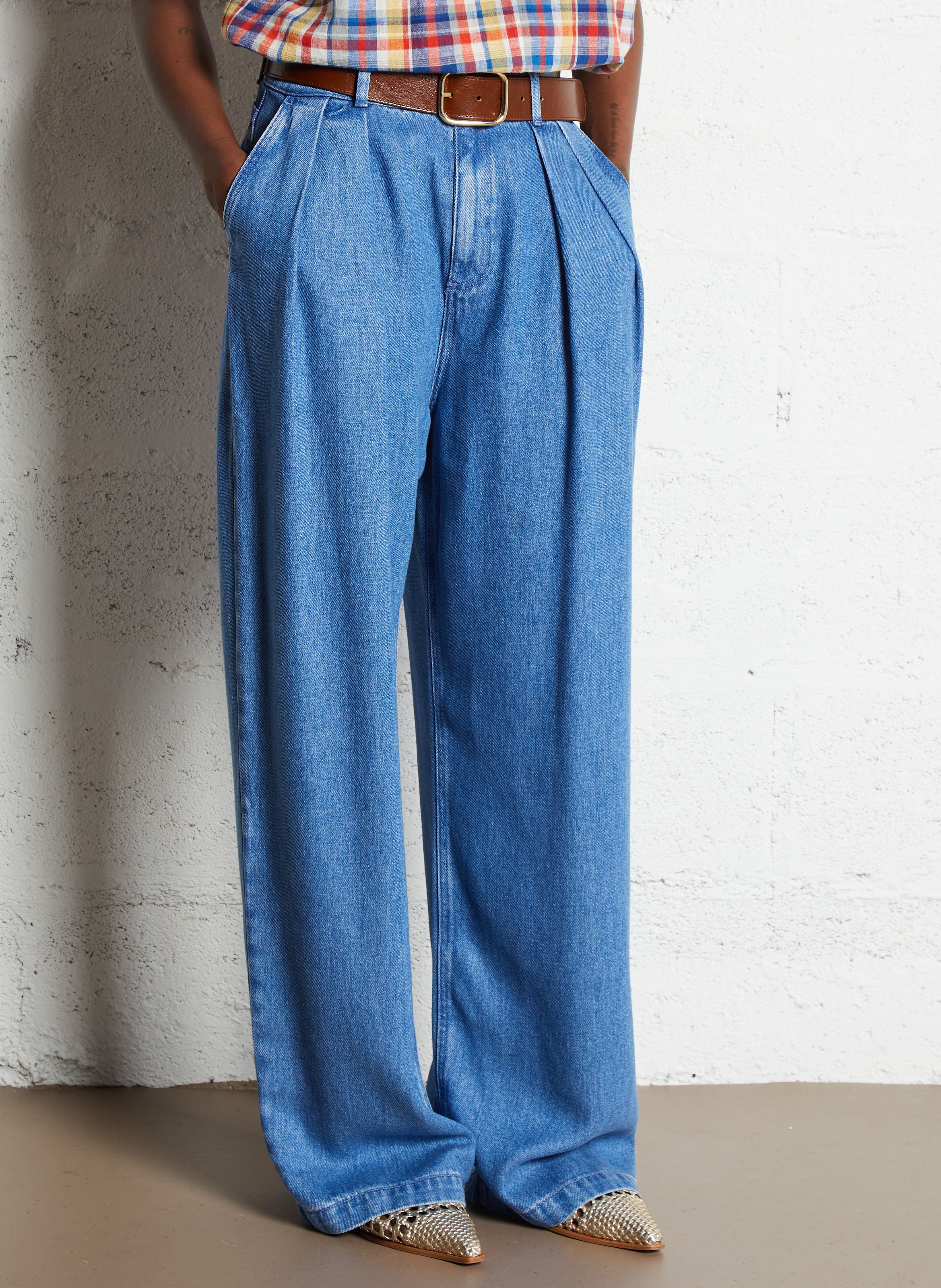 Gekleurde straight-fit jeans met 5 zakken THE NEW SOCIETY Blauw