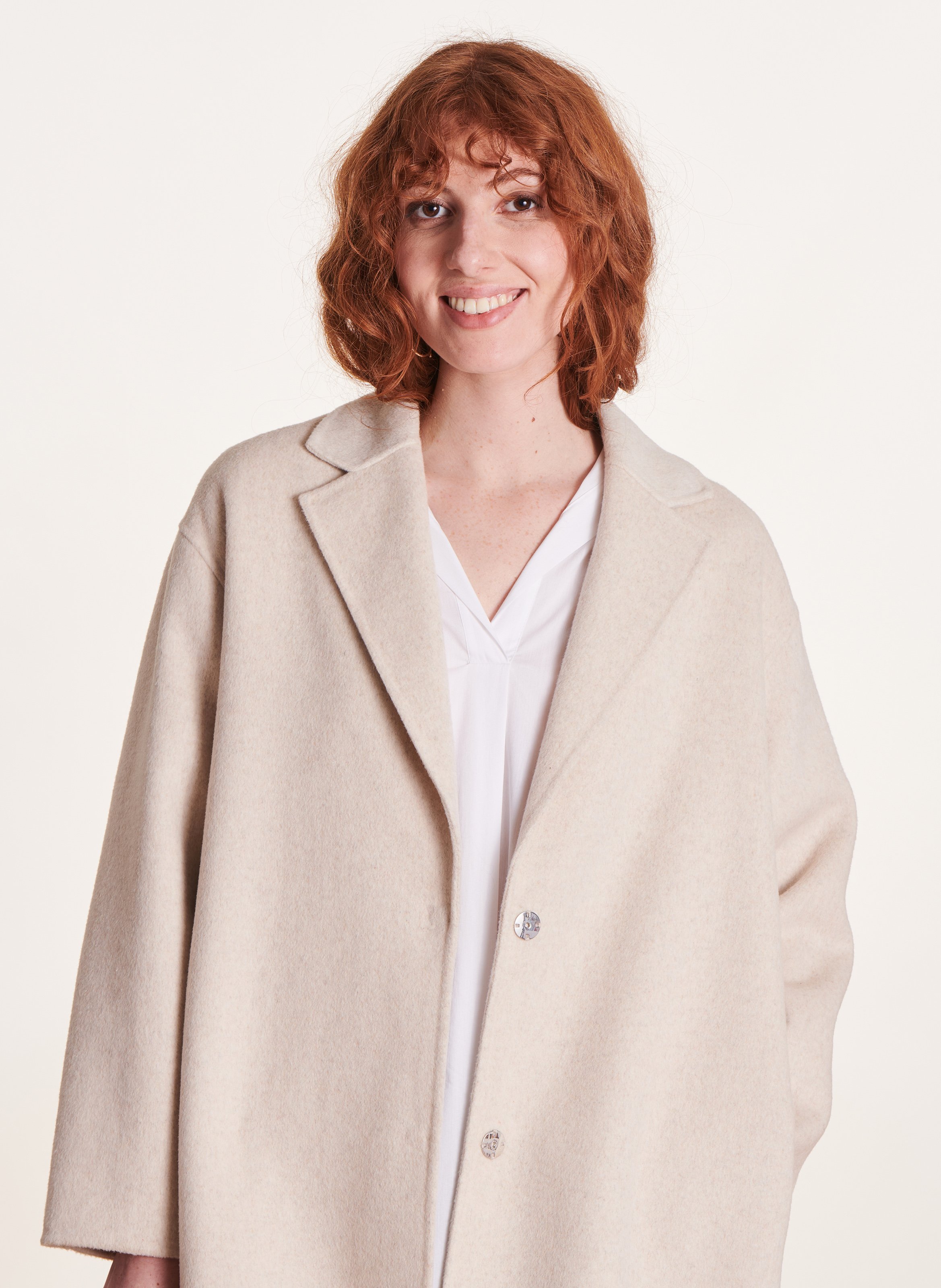 Wool-blend coat with tailored collar LA FEE MARABOUTEE White