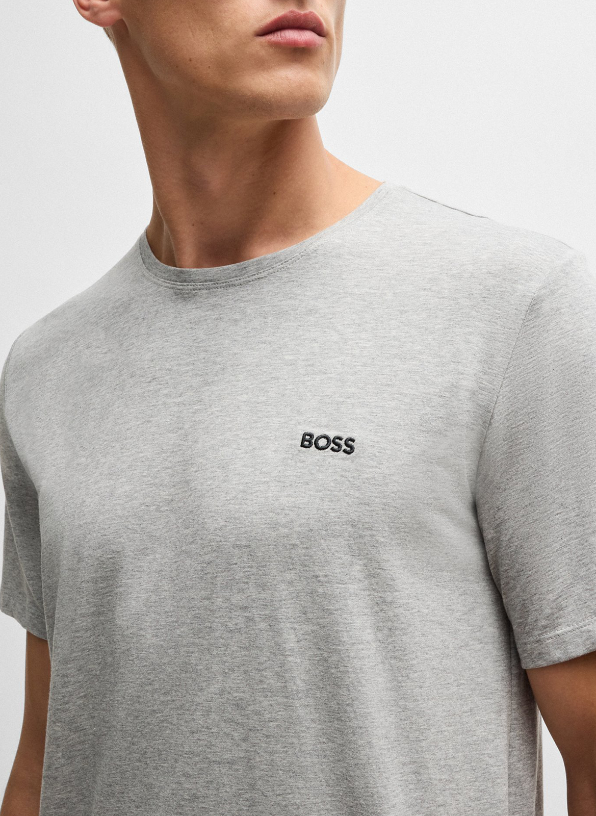 Round-neck cotton-blend T-shirt BOSS Silver