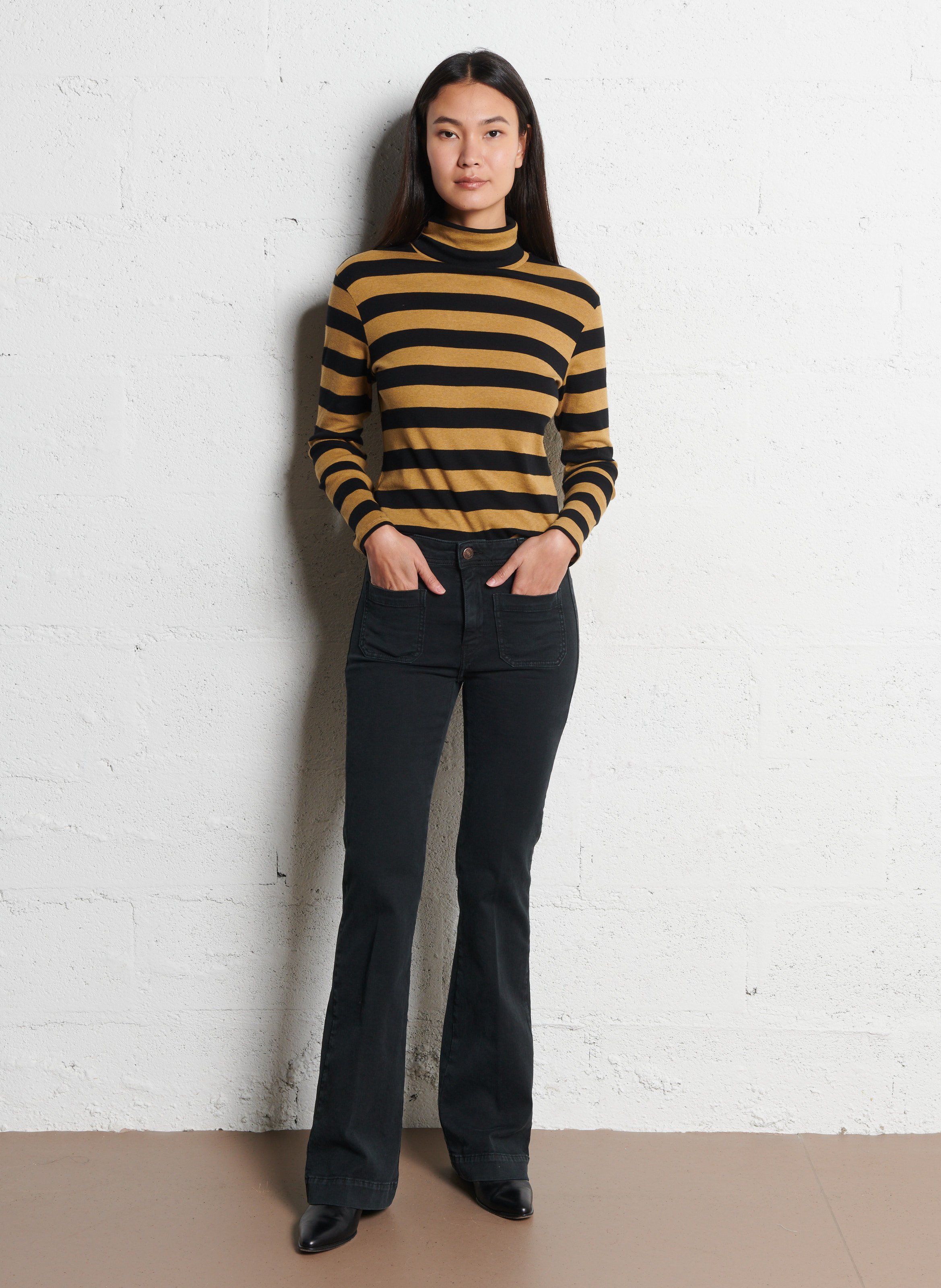 Flared jeans - katoenblend ACQUAVERDE Zwart