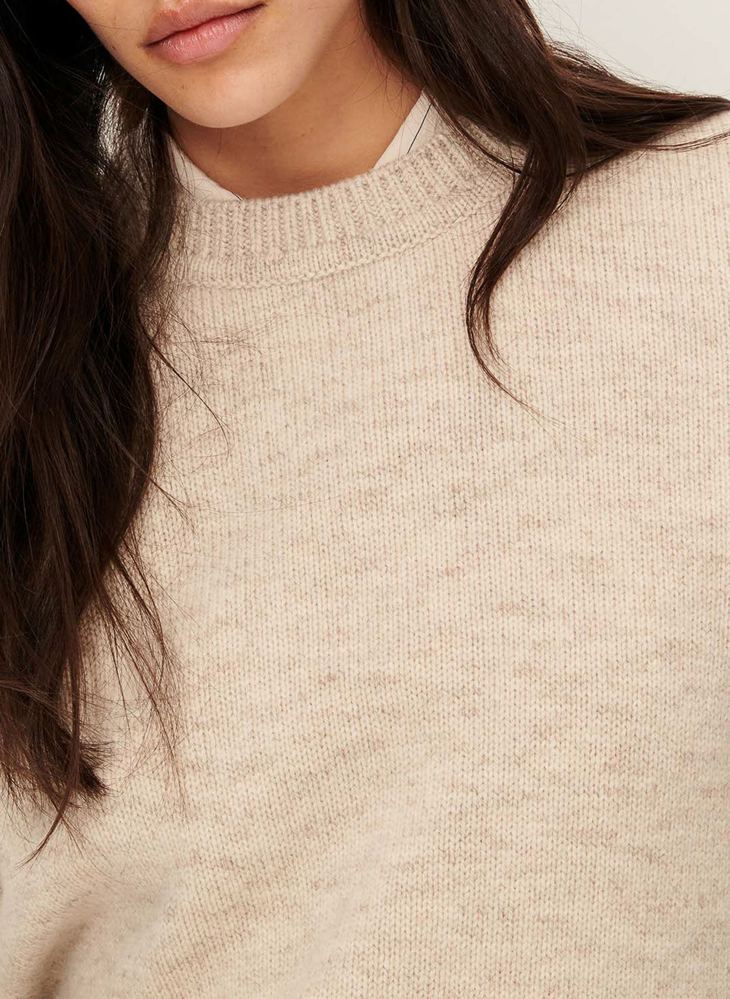 Pull droit col rond en laine mérinos SESSUN Blanc