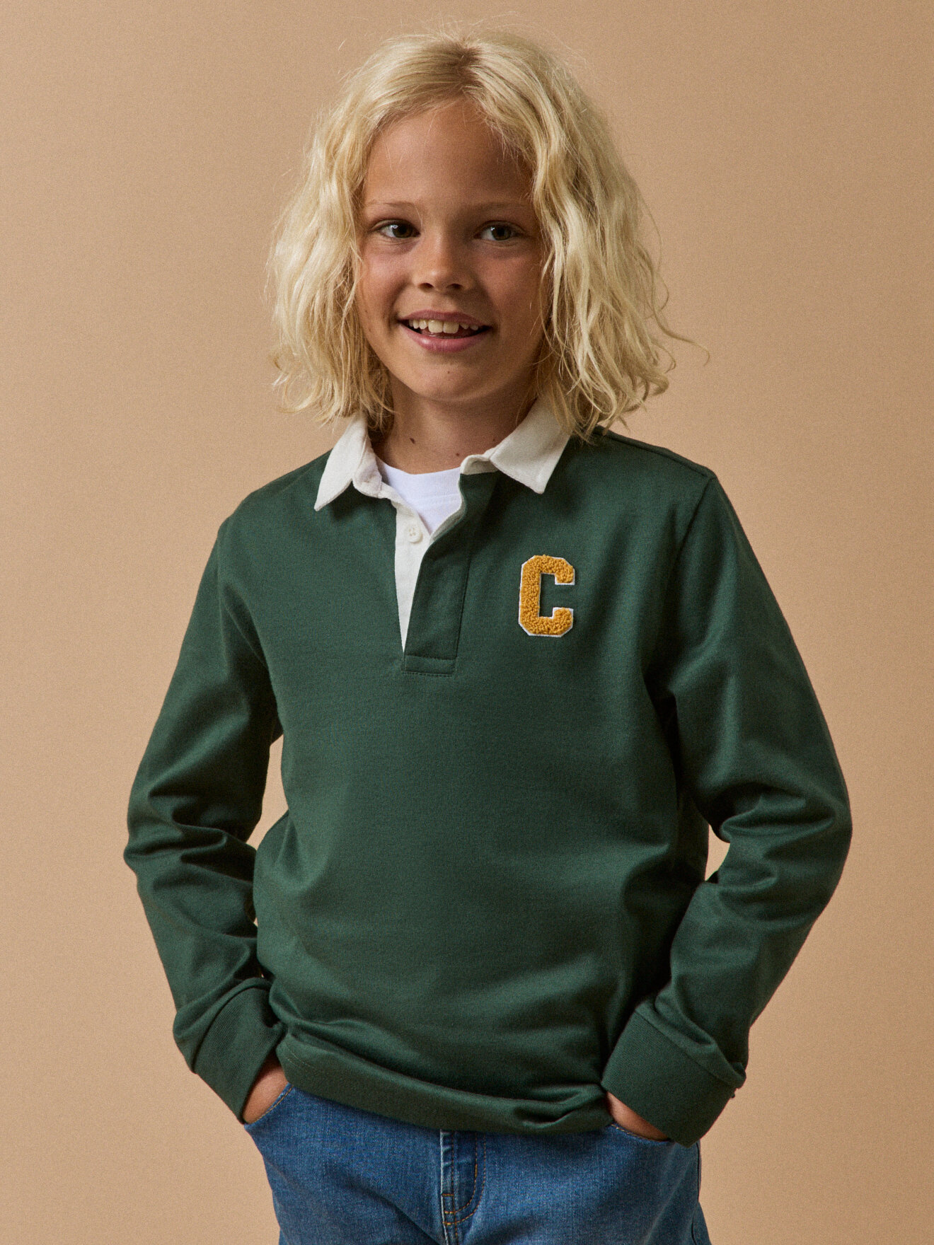 Organic cotton rugby shirt CYRILLUS Green