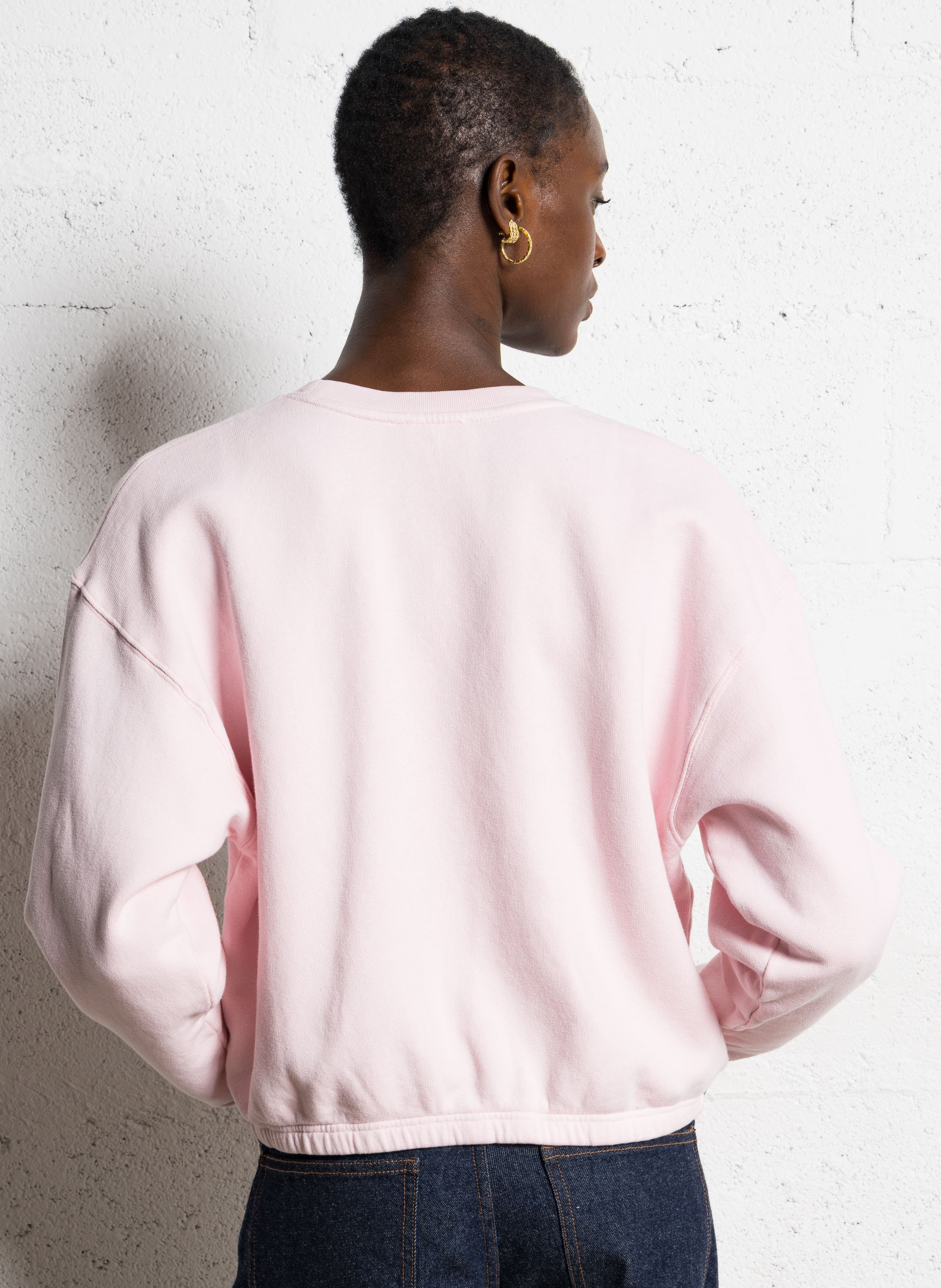 Sweat court col rond en coton mélangé  AMERICAN VINTAGE Rose