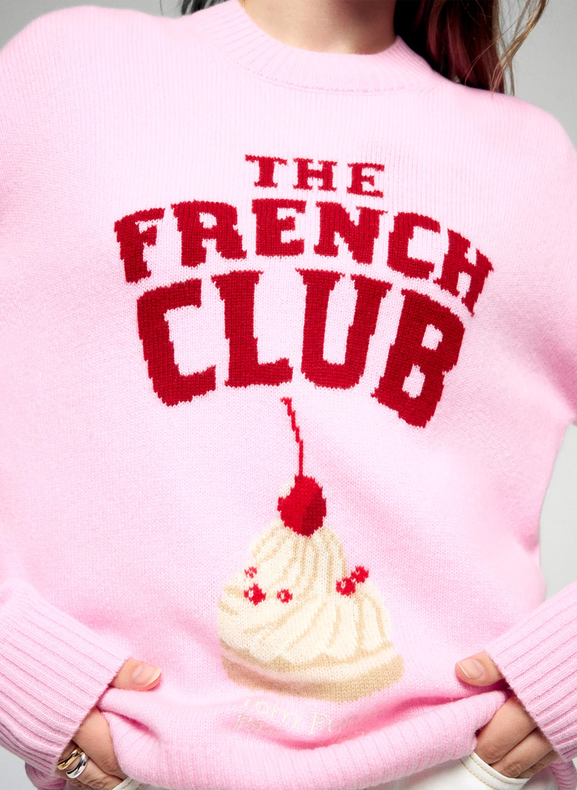 Round neck jacquard cashmere oversized sweater FROM FUTURE Pink