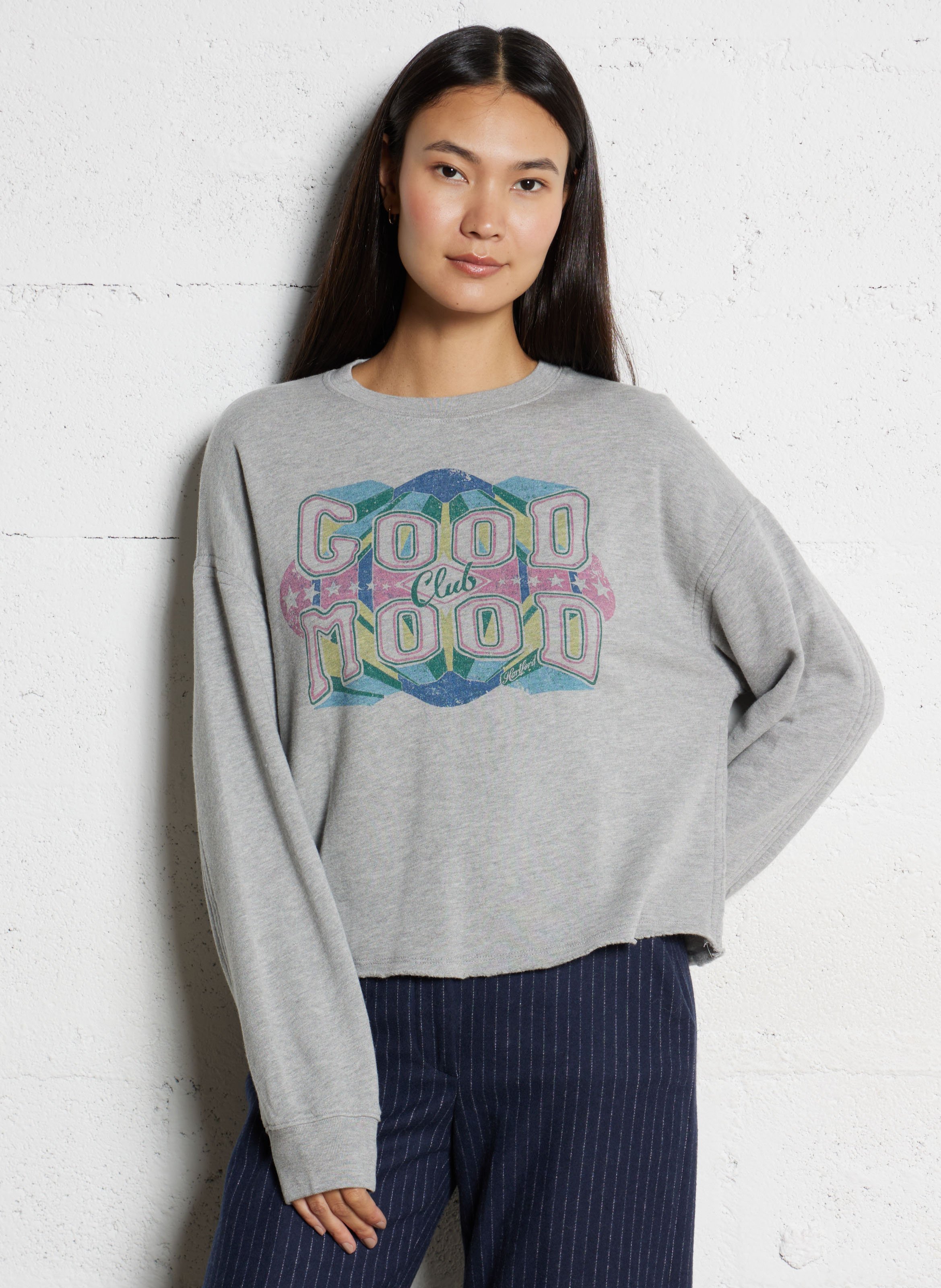 Sweat ample col rond imprimé en coton mélangé HARTFORD Multicolore