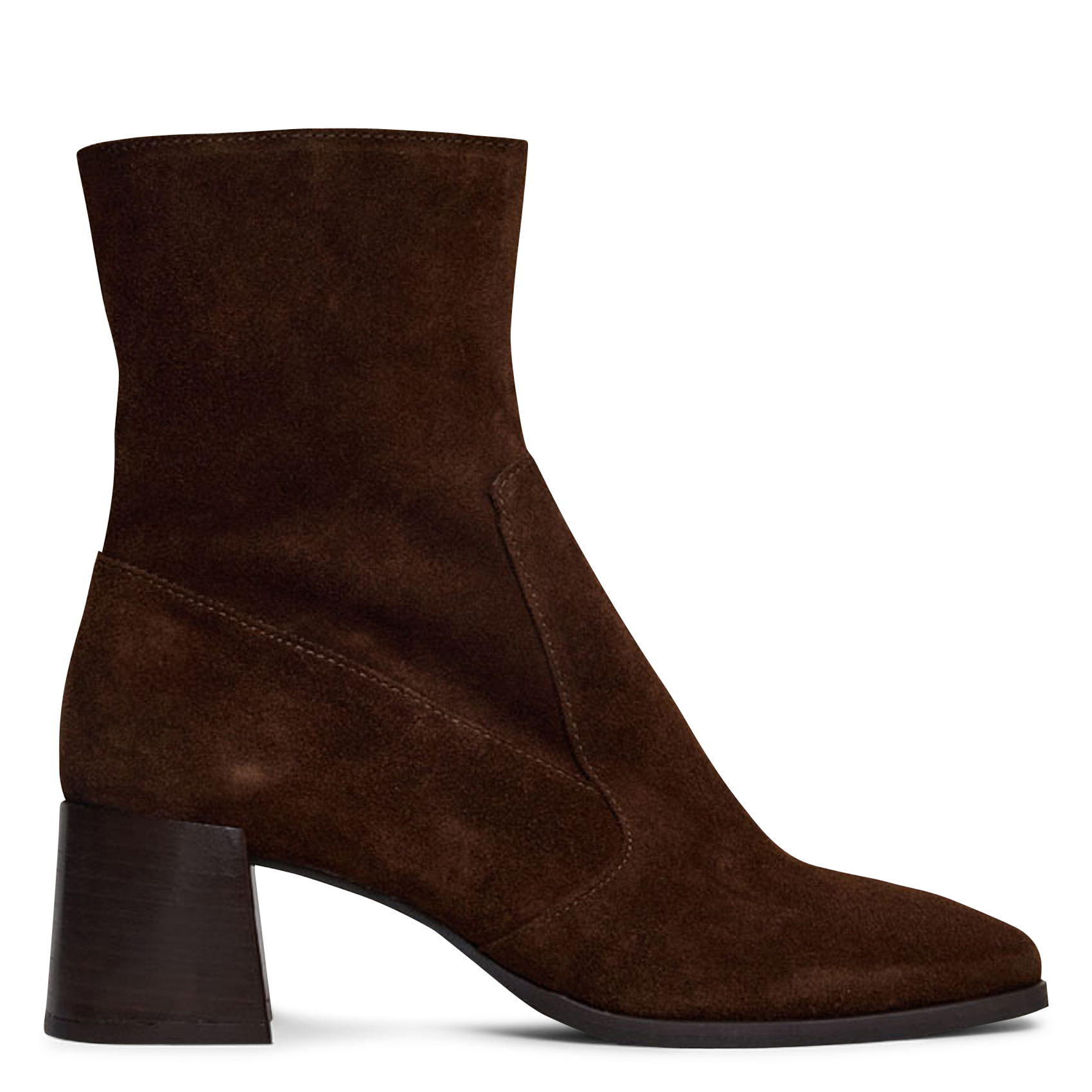 Heeled suede leather mid-calf boots JONAK Brown