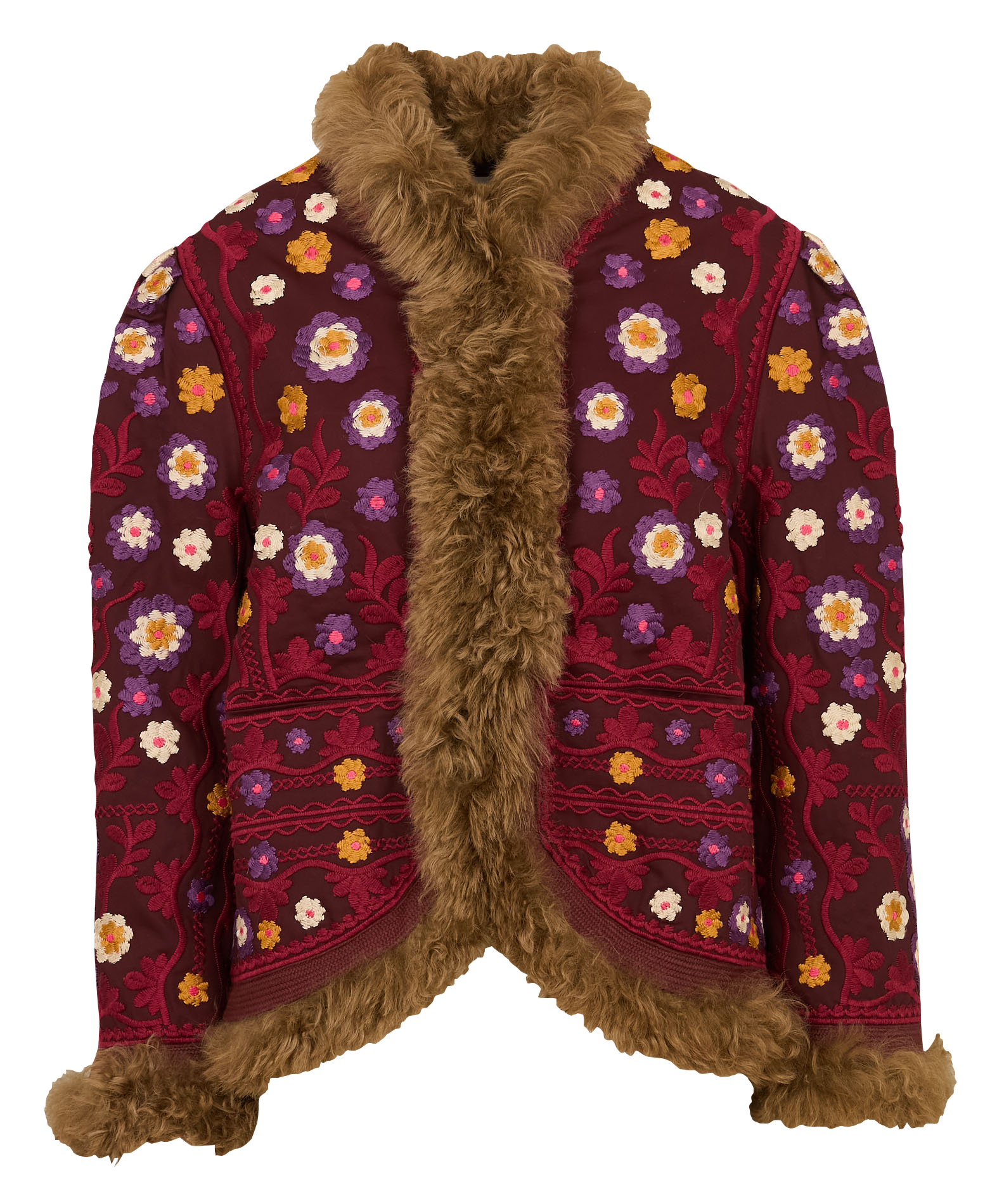 Straight embroidered wool blend jacket ANTIK BATIK Plums