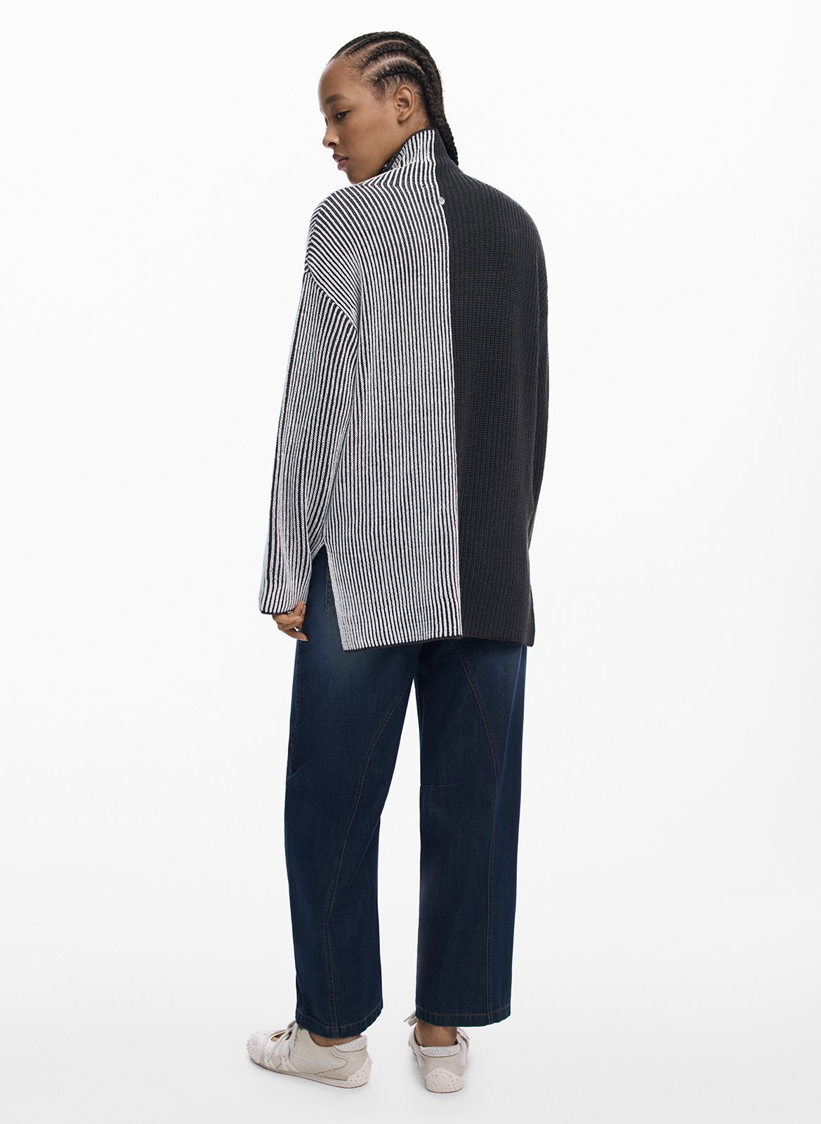 Pull col montant en coton mélangé DESIGUAL Noir