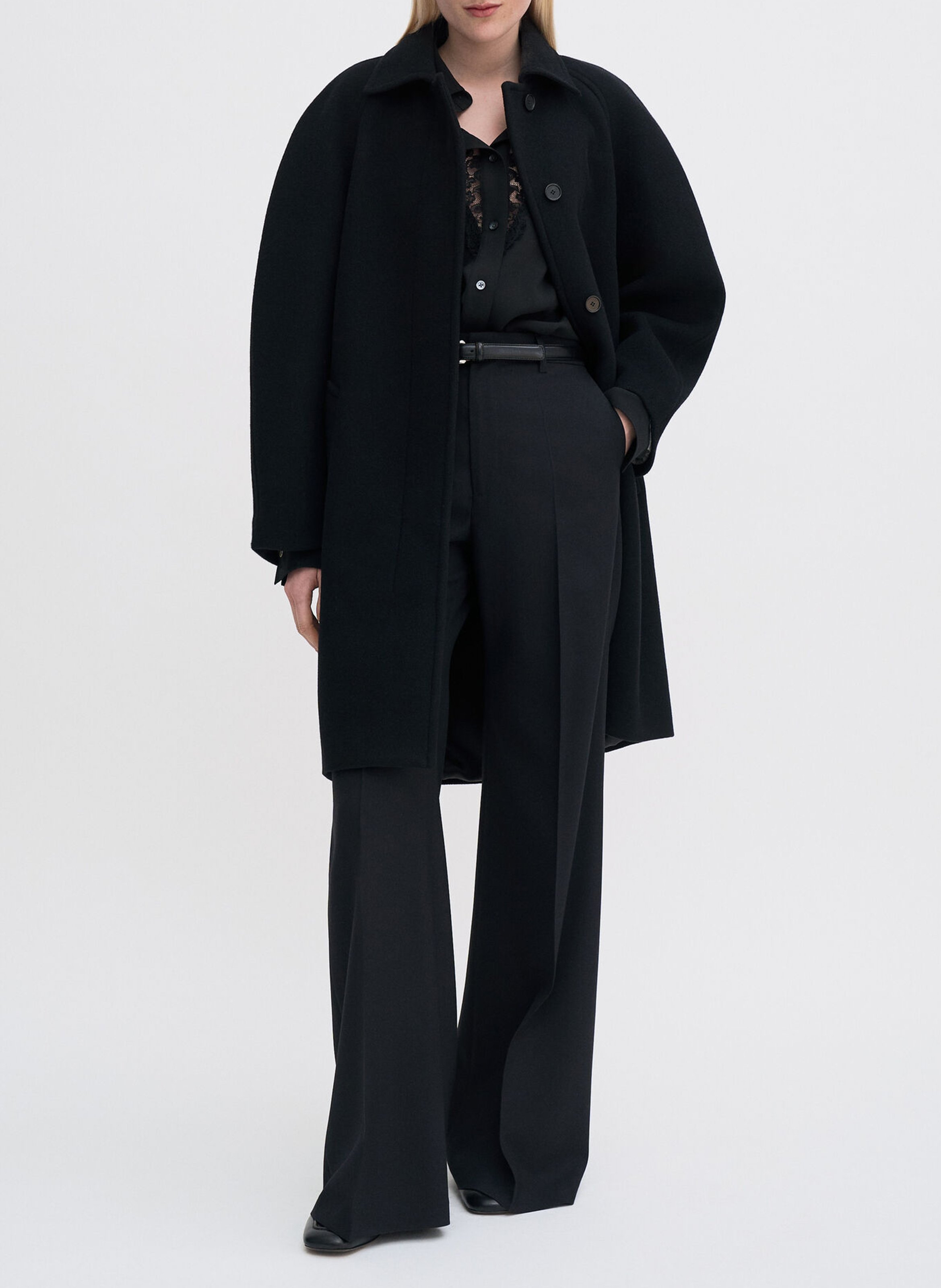 Oversized jas met klassieke kraag van gerecyclede gemengde wol FILIPPA K Zwart