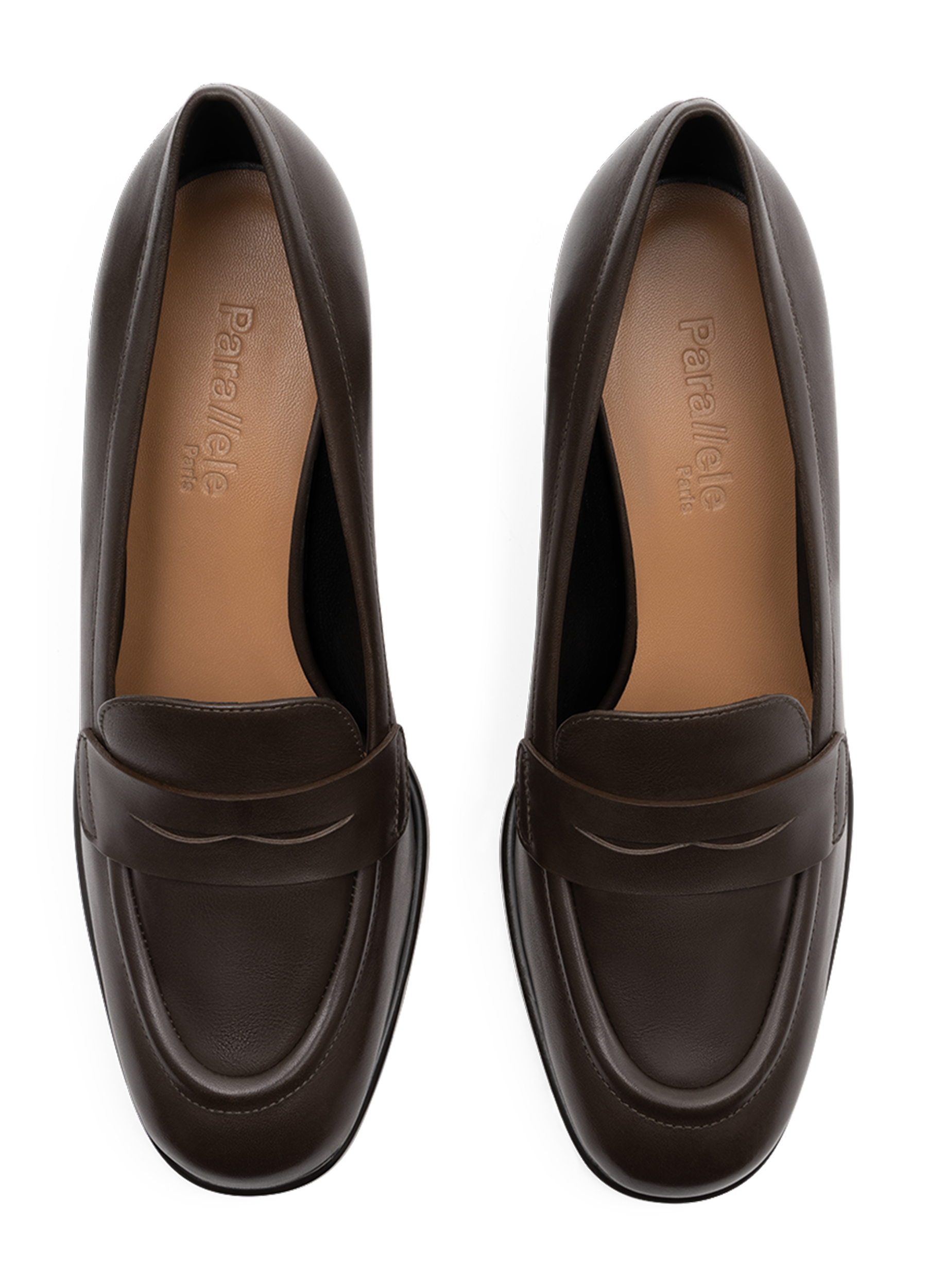 Smooth leather espresso moccasins PARALLELE PARIS Brown