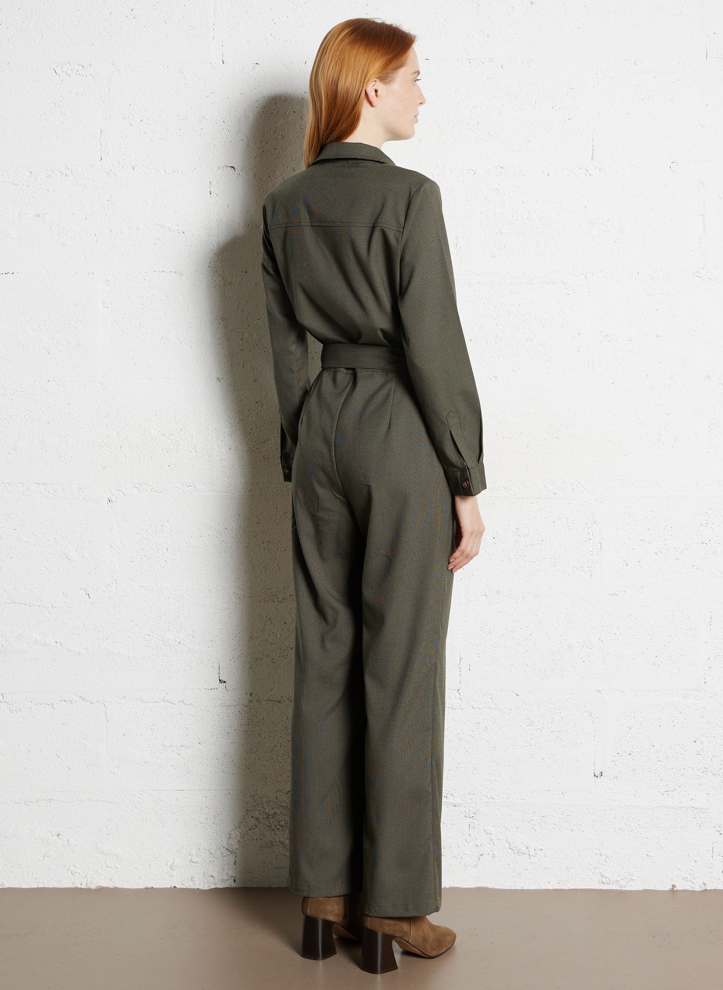 Combinaison col tailleur à carreaux LA PETITE ETOILE Kaki