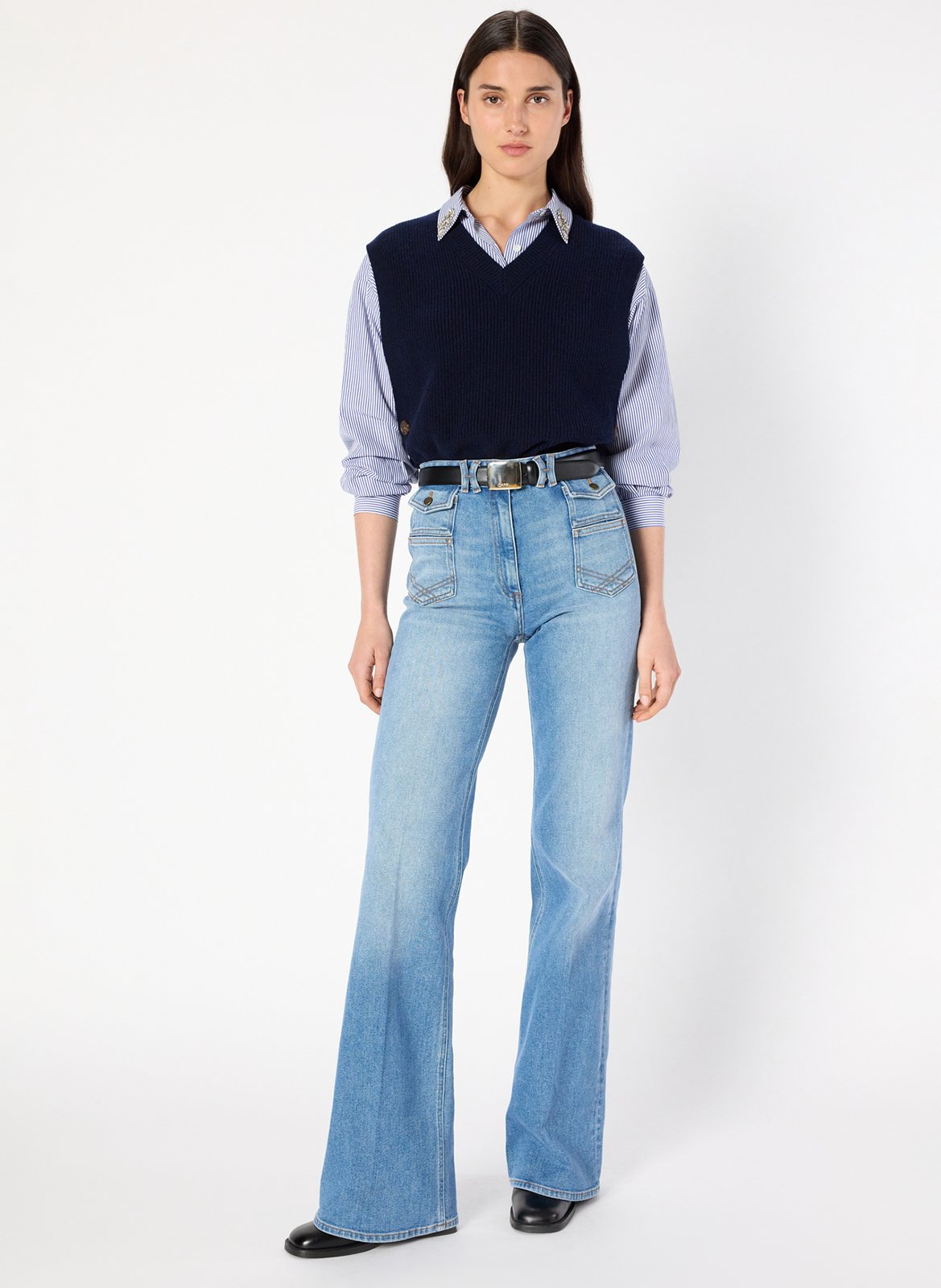 Mouwloze, wollen trui GERARD DAREL Blauw