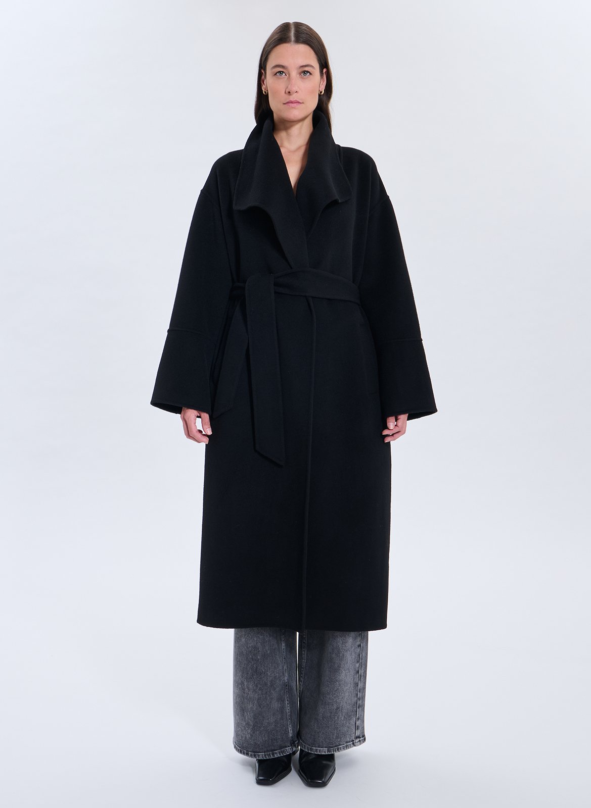 Belted mid-length coat plain ZAPA Black