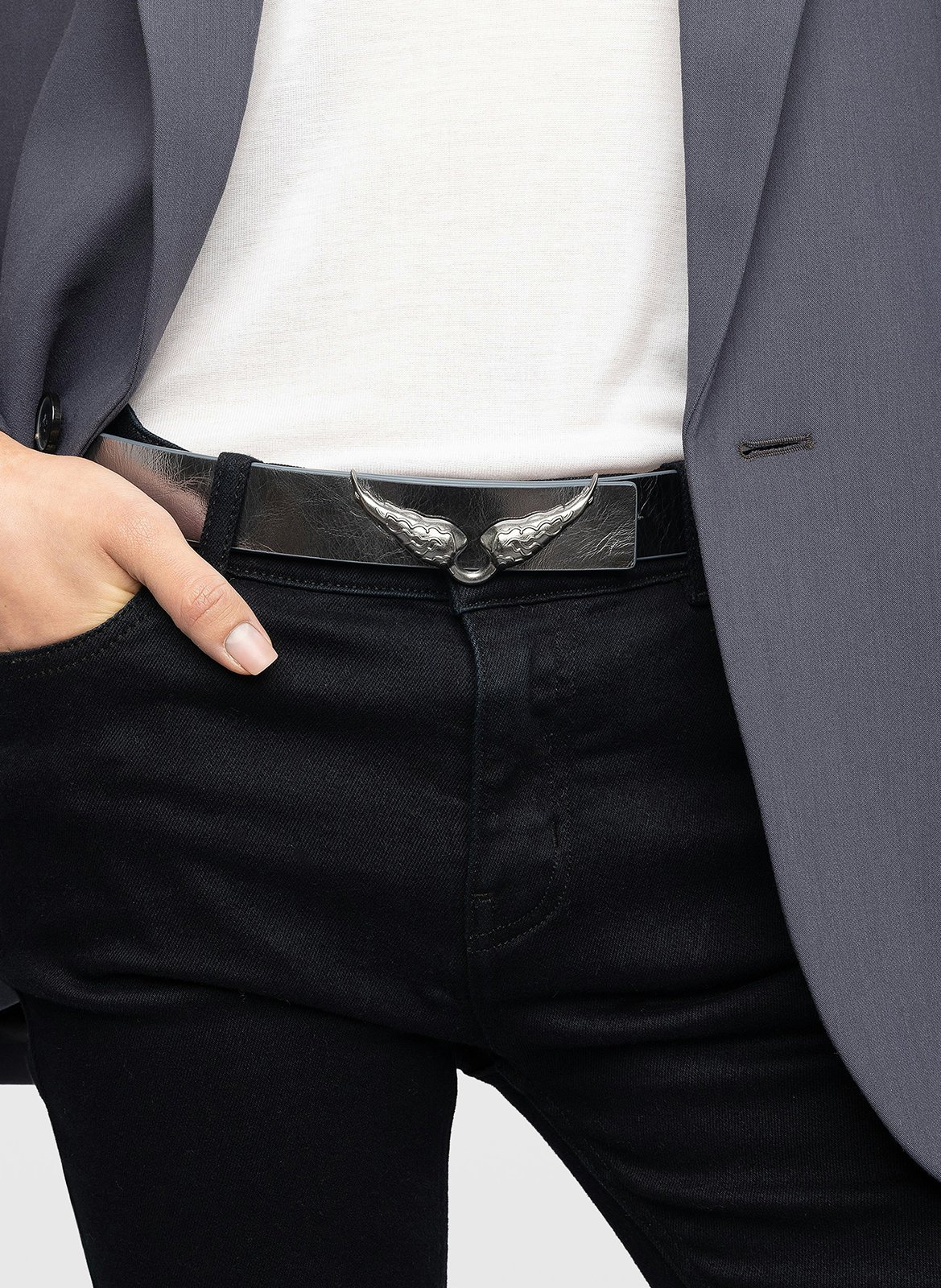 Breiter Ledergürtel - wendbar  ZADIG&VOLTAIRE Grau