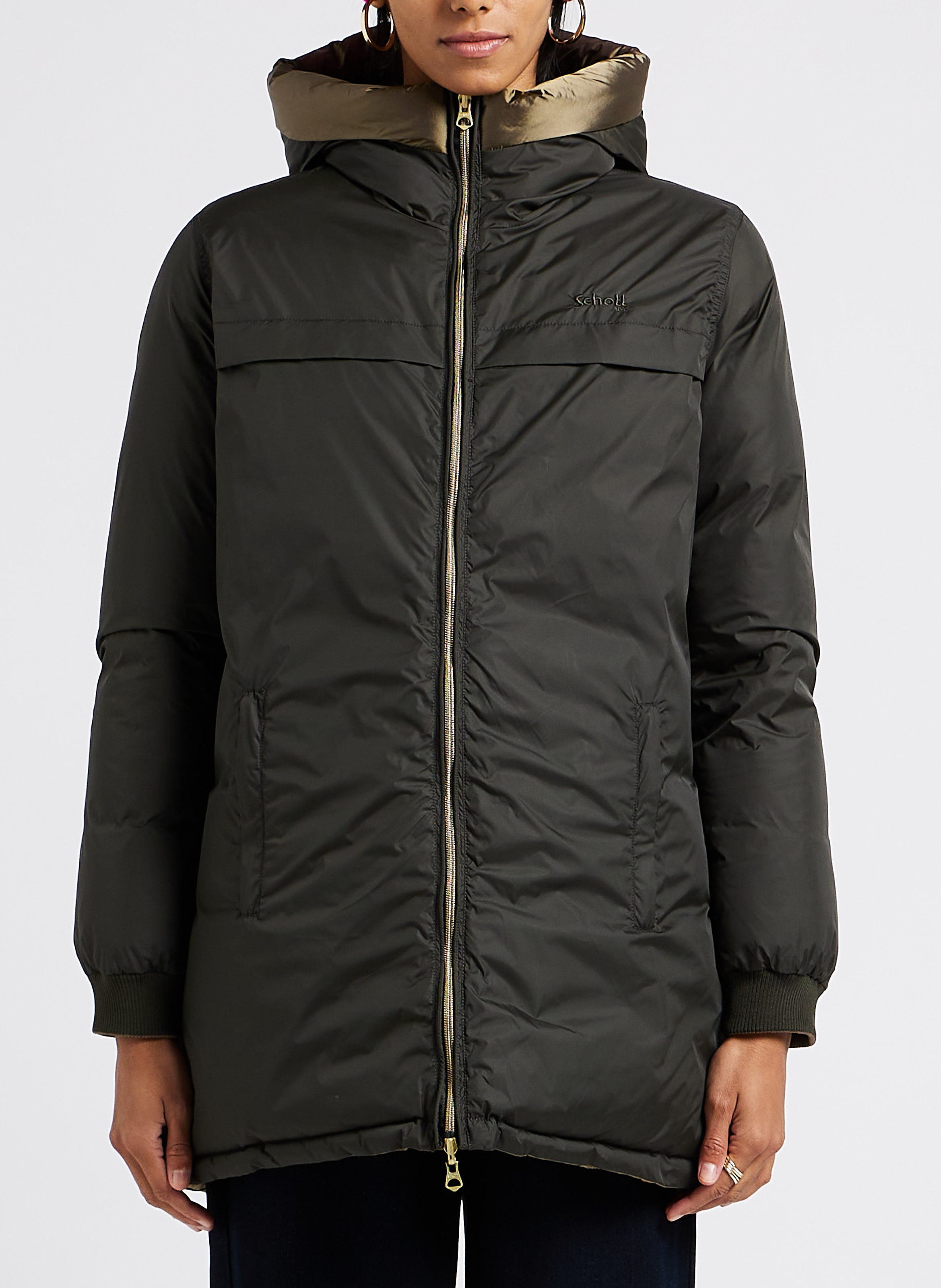 Hooded padded jacket SCHOTT Multicolored