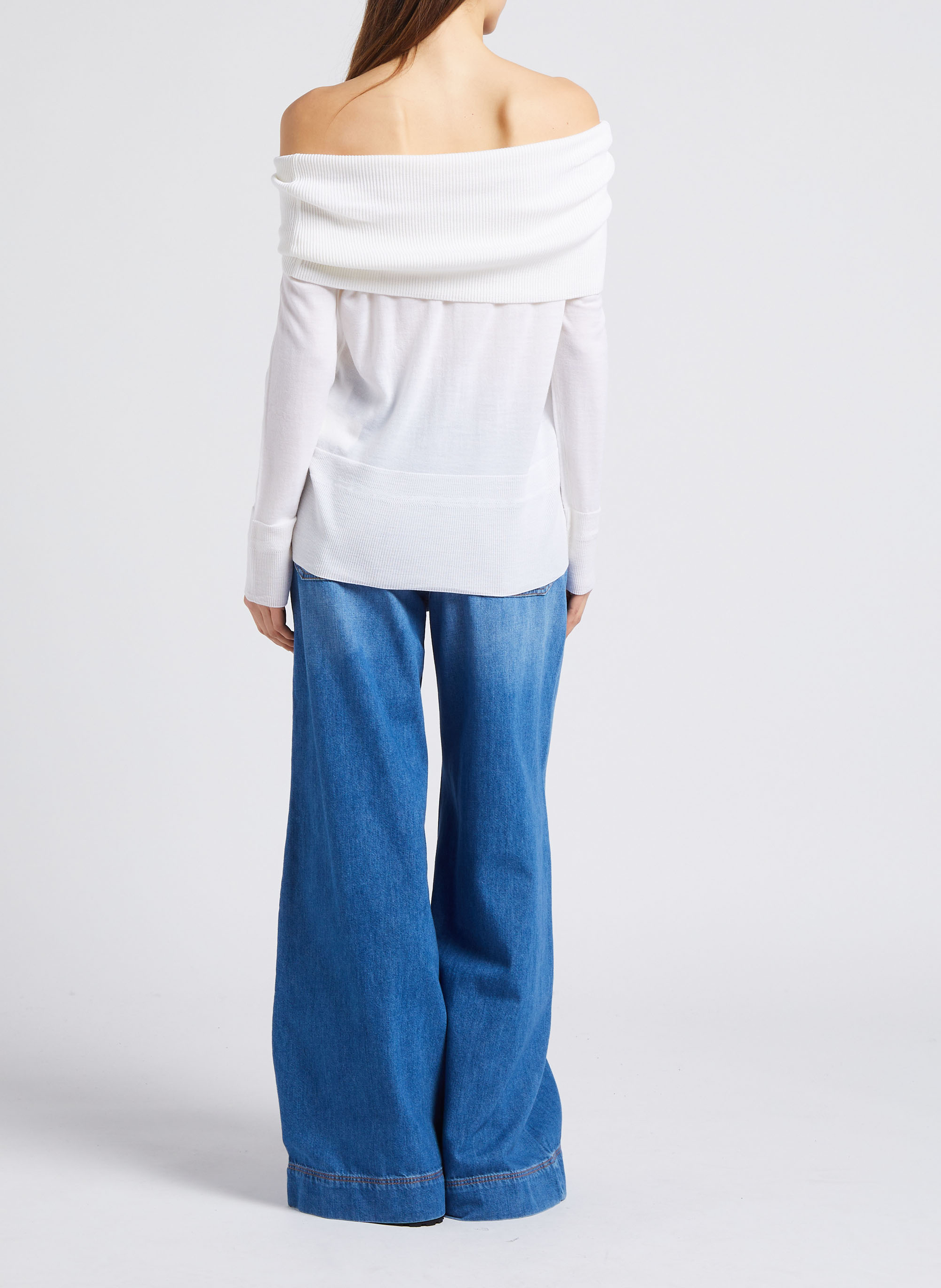 Pull droit épaules dénudées en laine MAX MARA LEISURE Blanc