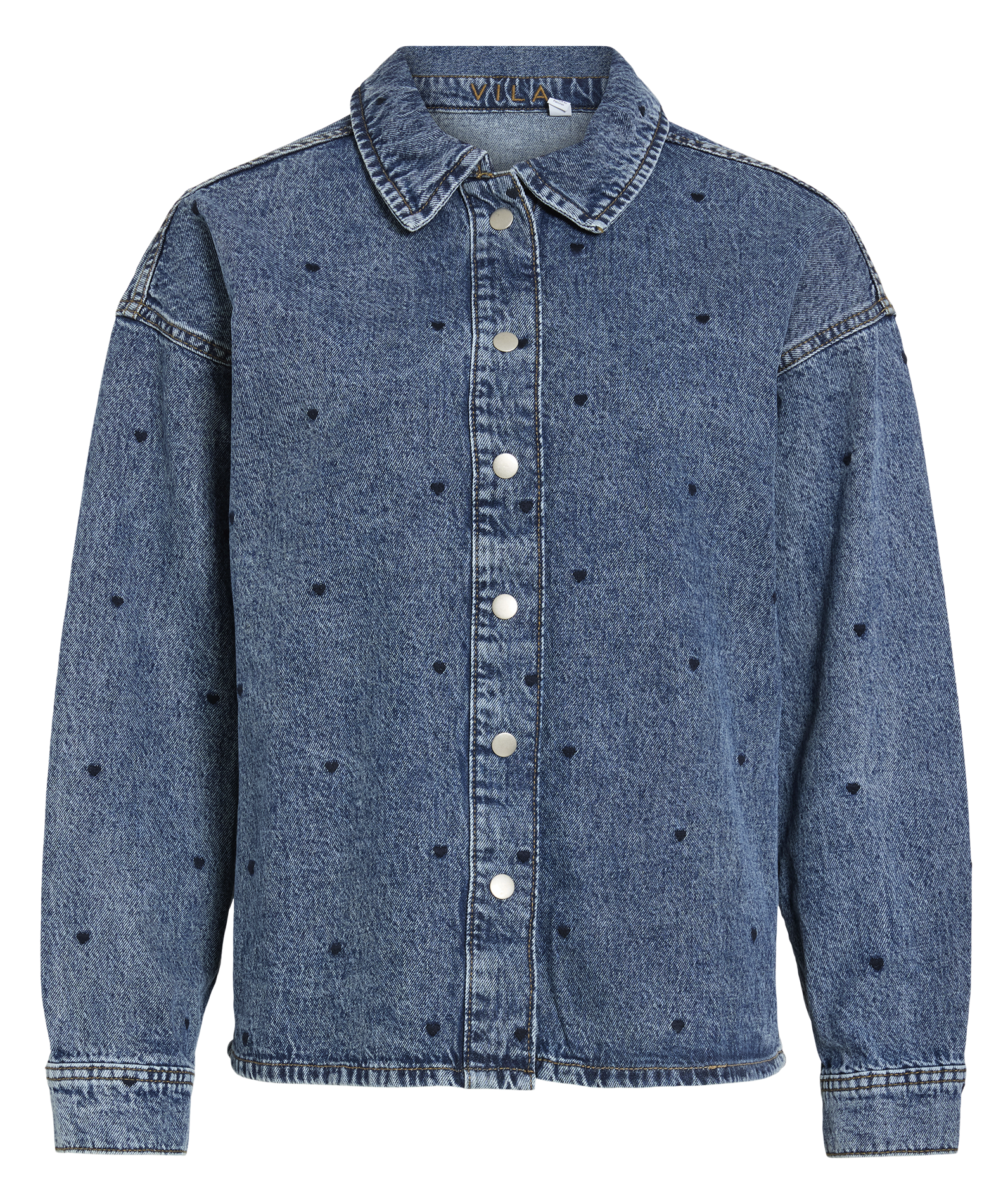 Chemise droite col classique en coton mélangé VILA Bleu